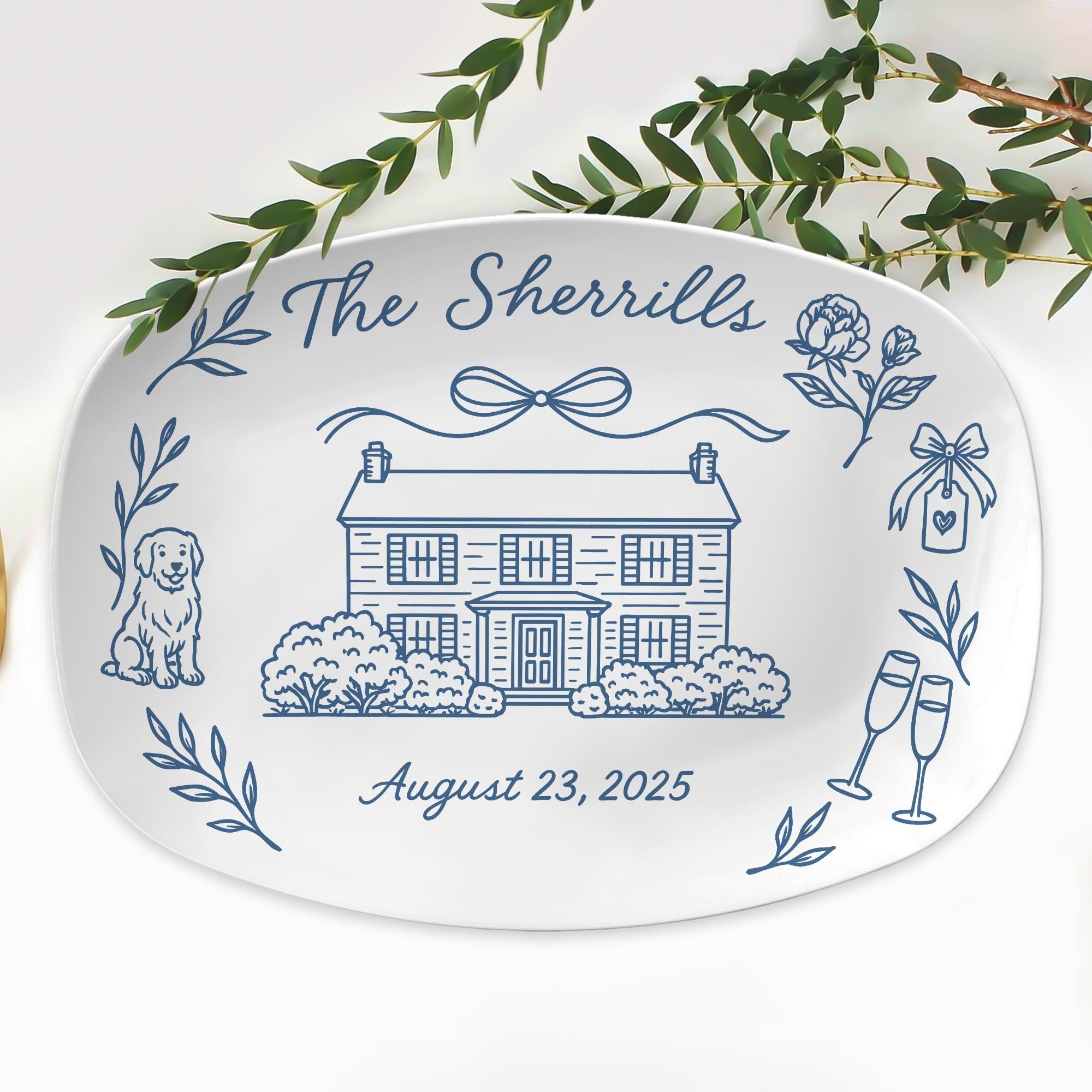 Custom House Wedding Platter: Personalized Pet and Home Design Plate - DECOR only image 6