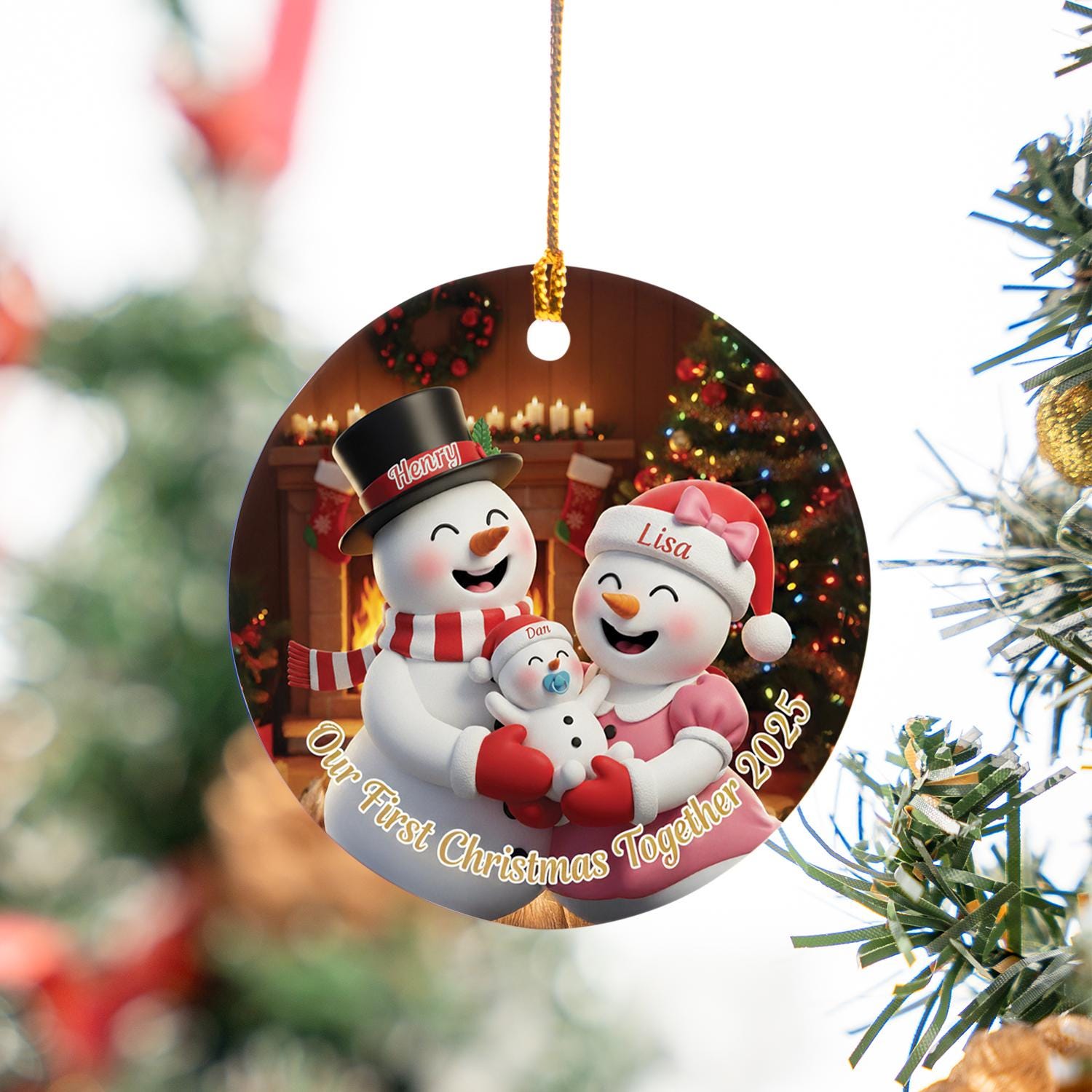 Personalized Snowman Family Ornament: First Christmas Together, Custom Ceramic image 6