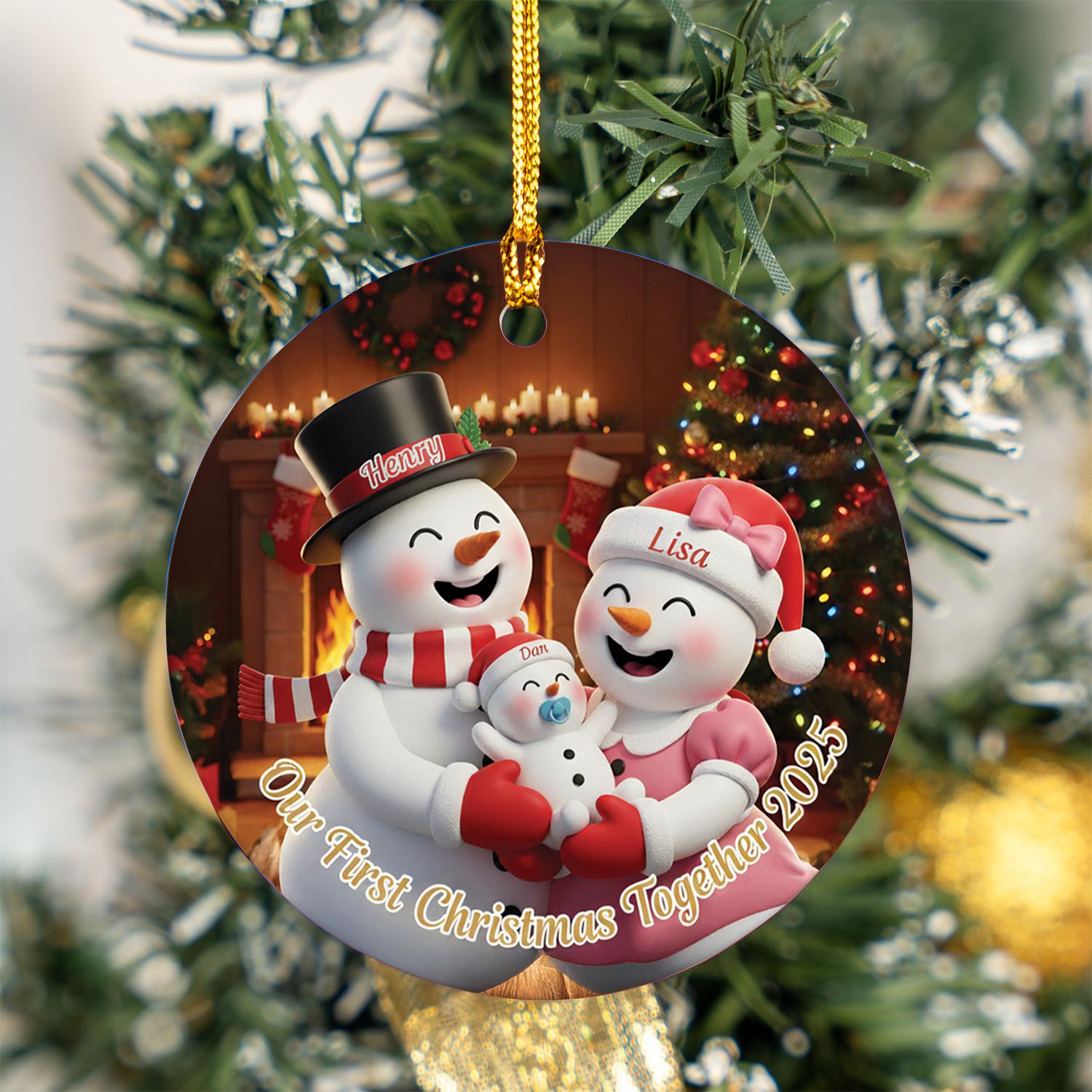 Personalized Snowman Family Ornament: First Christmas Together, Custom Ceramic image 5