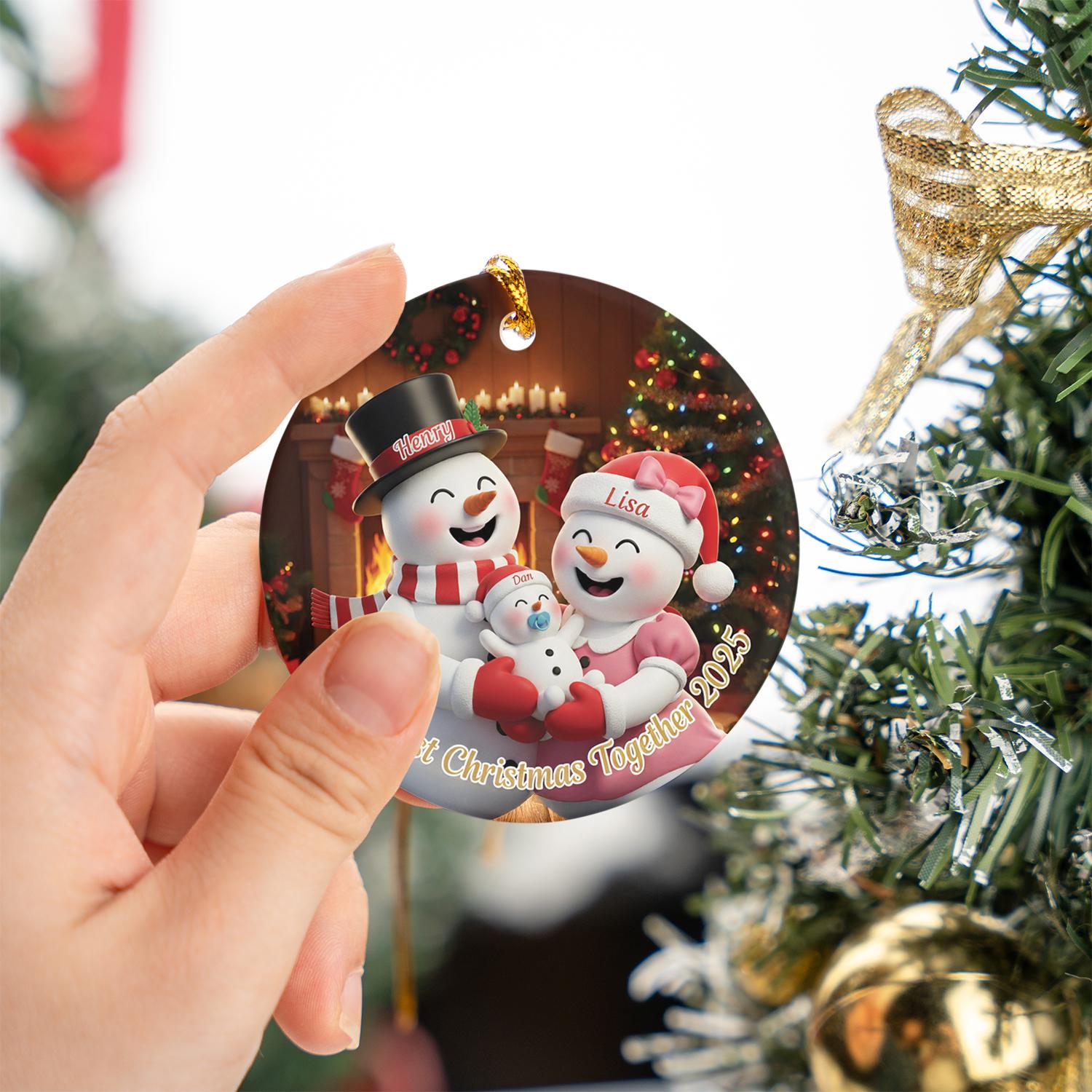 Personalized Snowman Family Ornament: First Christmas Together, Custom Ceramic image 7