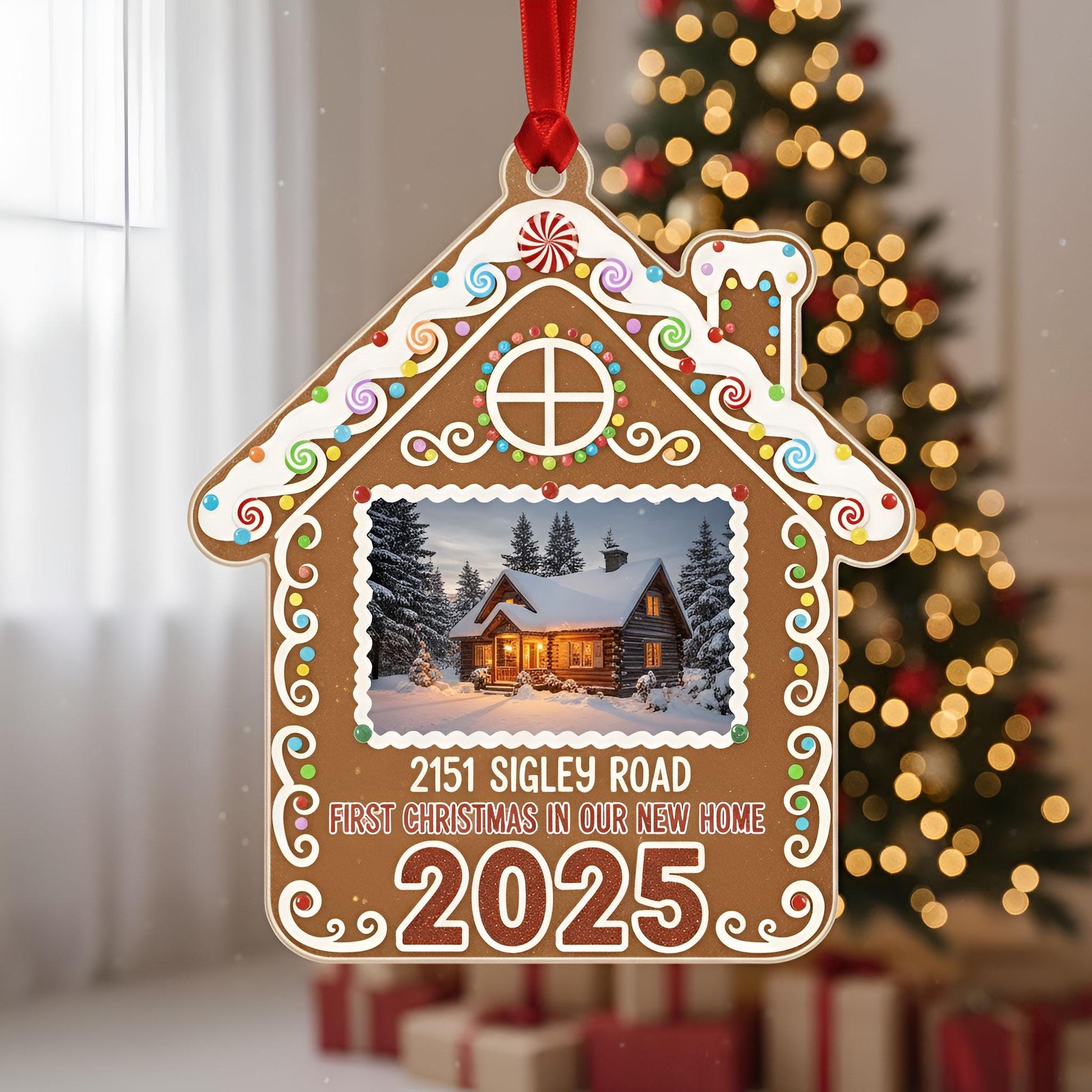 Custom Photo First Christmas In Our New Home Gingerbread Ornament: Personalized Holiday Keepsake image 1