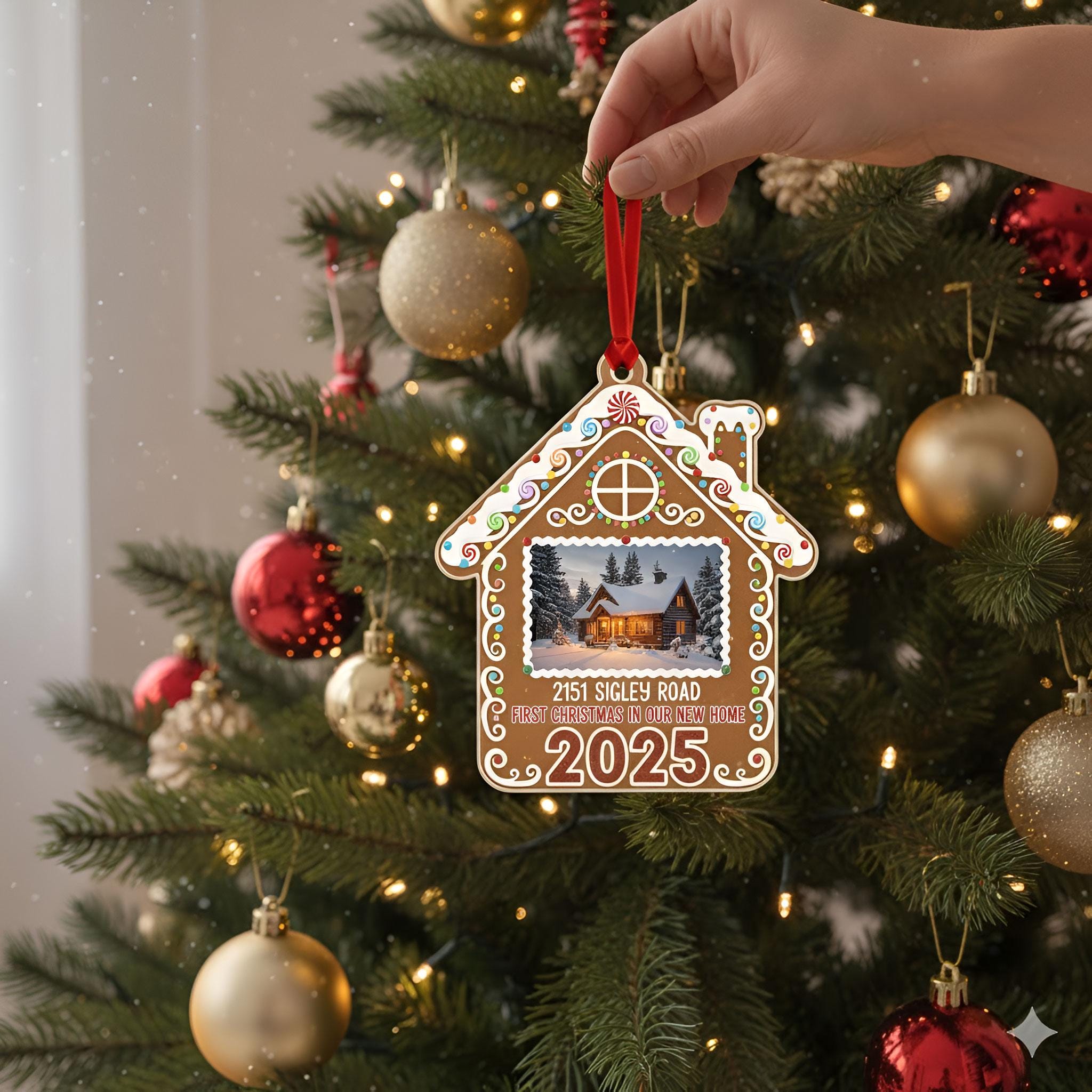 Custom Photo First Christmas In Our New Home Gingerbread Ornament: Personalized Holiday Keepsake image 2