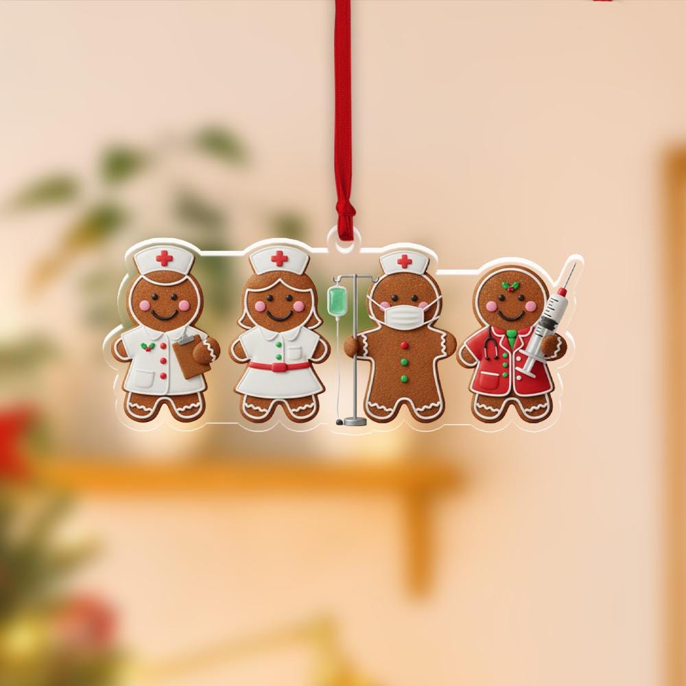 Gingerbread Nurse Ornament - Medical Team Christmas Ornament image 3