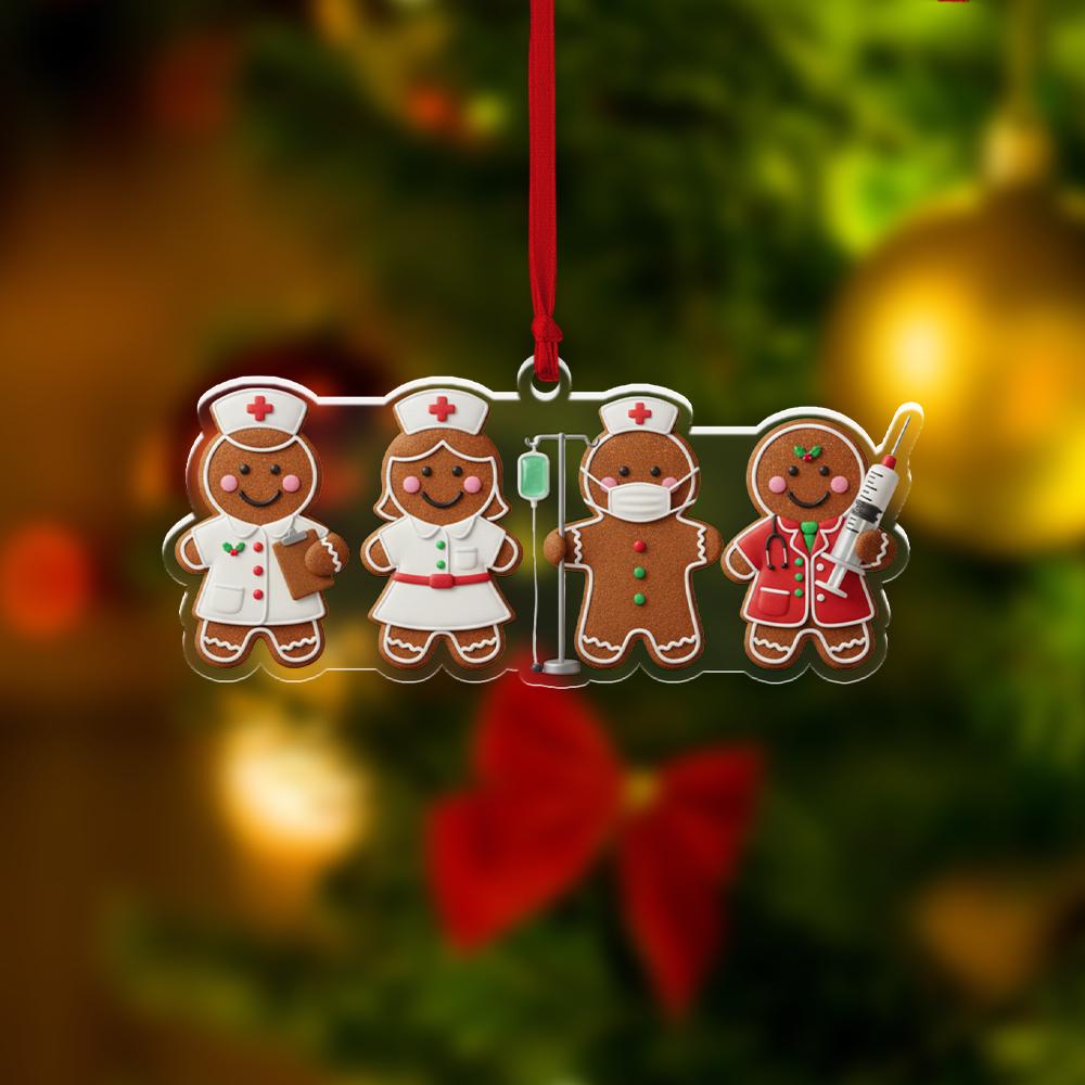 Gingerbread Nurse Ornament - Medical Team Christmas Ornament image 1