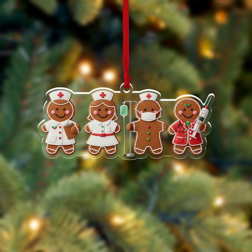 Gingerbread Nurse Ornament - Medical Team Christmas Ornament image 2