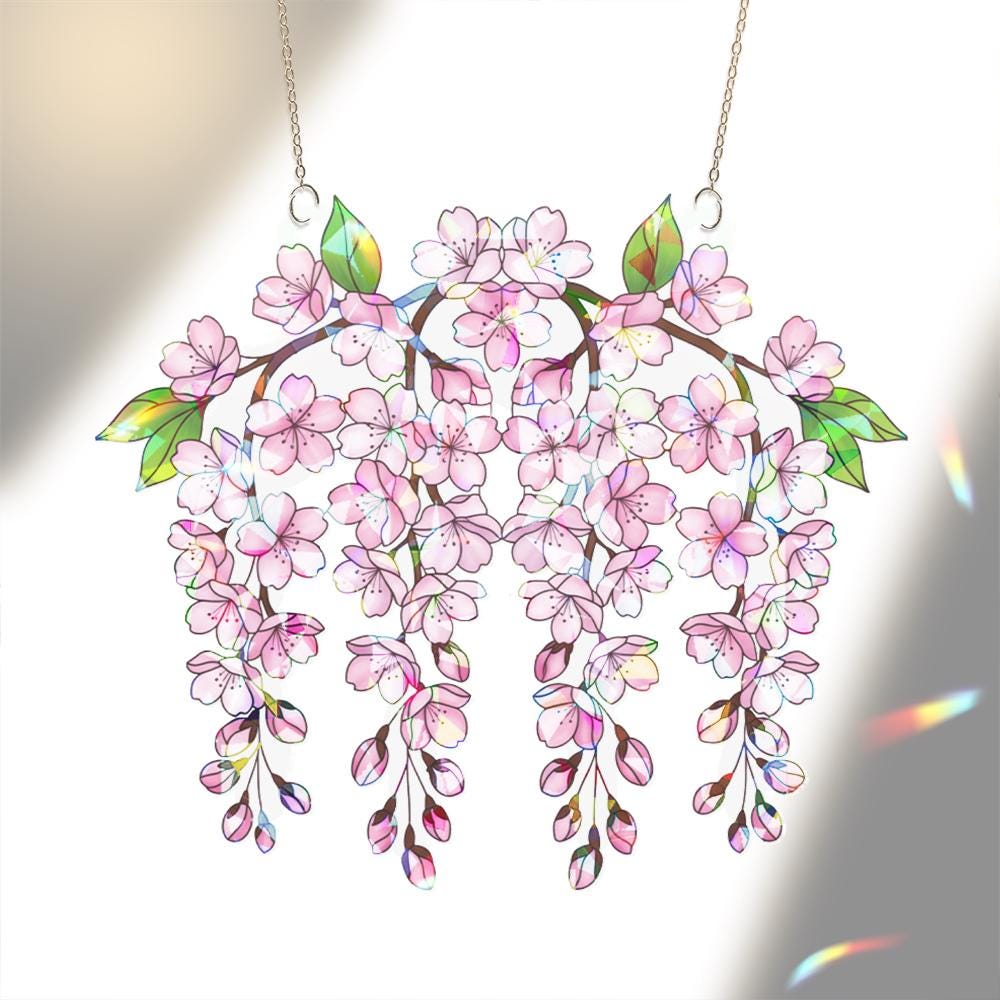 Cherry Blossom Window Hanging - Floral Sun Catcher Decor image 4