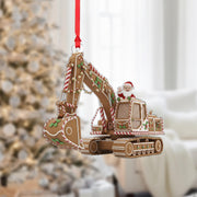 Gingerbread Excavator Ornament, Santa Driver, Construction Vehicle Christmas Decor image 1