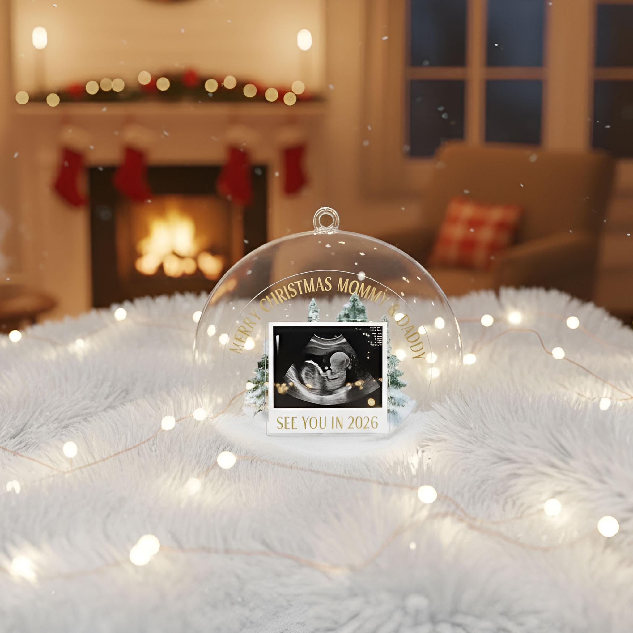 Personalized Sonogram Christmas 3D Ball Ornament: Keepsake for Expecting Parents image 3