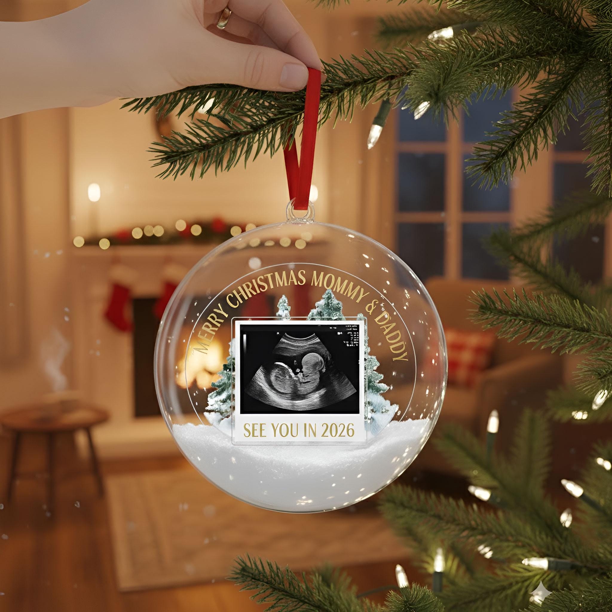 Personalized Sonogram Christmas 3D Ball Ornament: Keepsake for Expecting Parents image 1