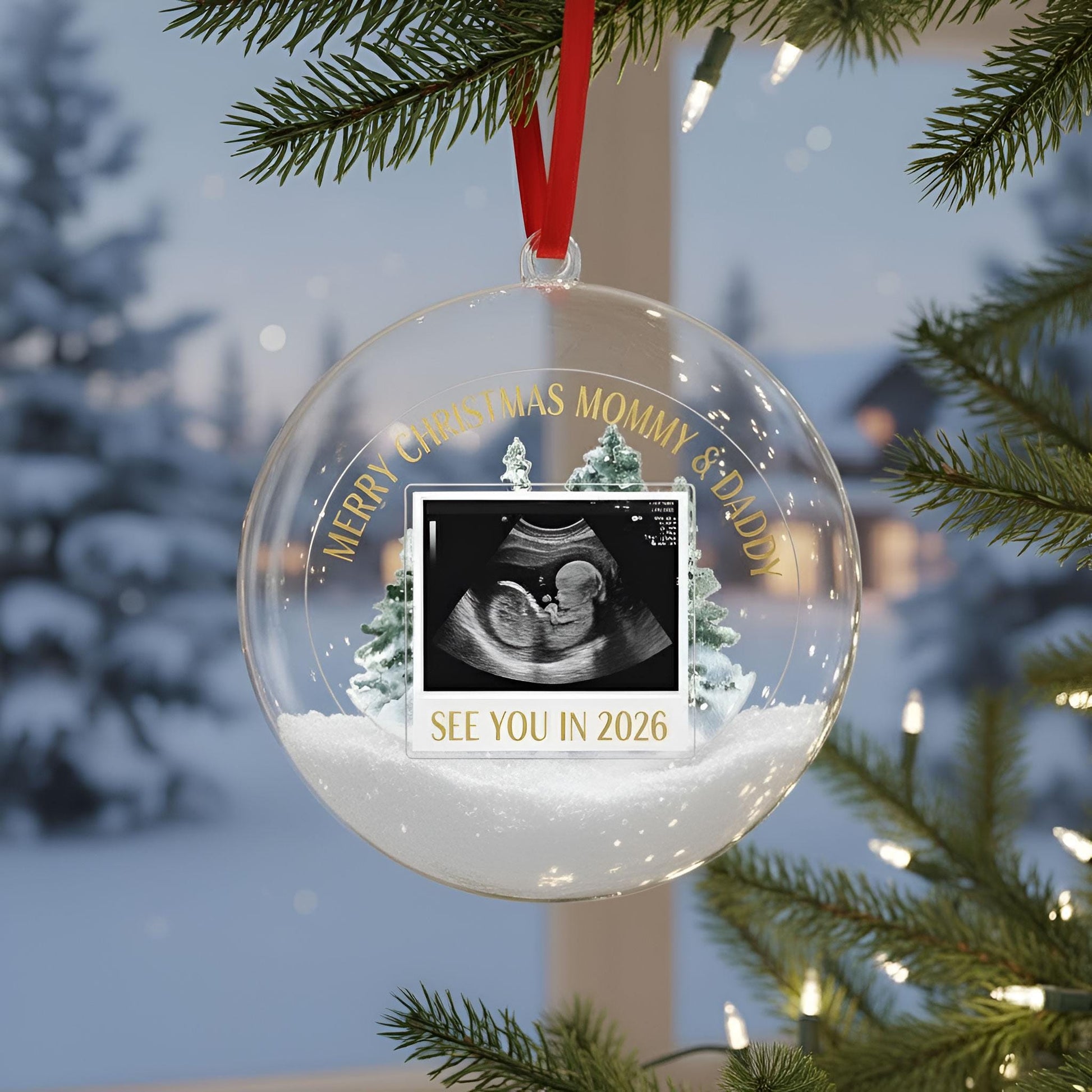 Personalized Sonogram Christmas 3D Ball Ornament: Keepsake for Expecting Parents image 2