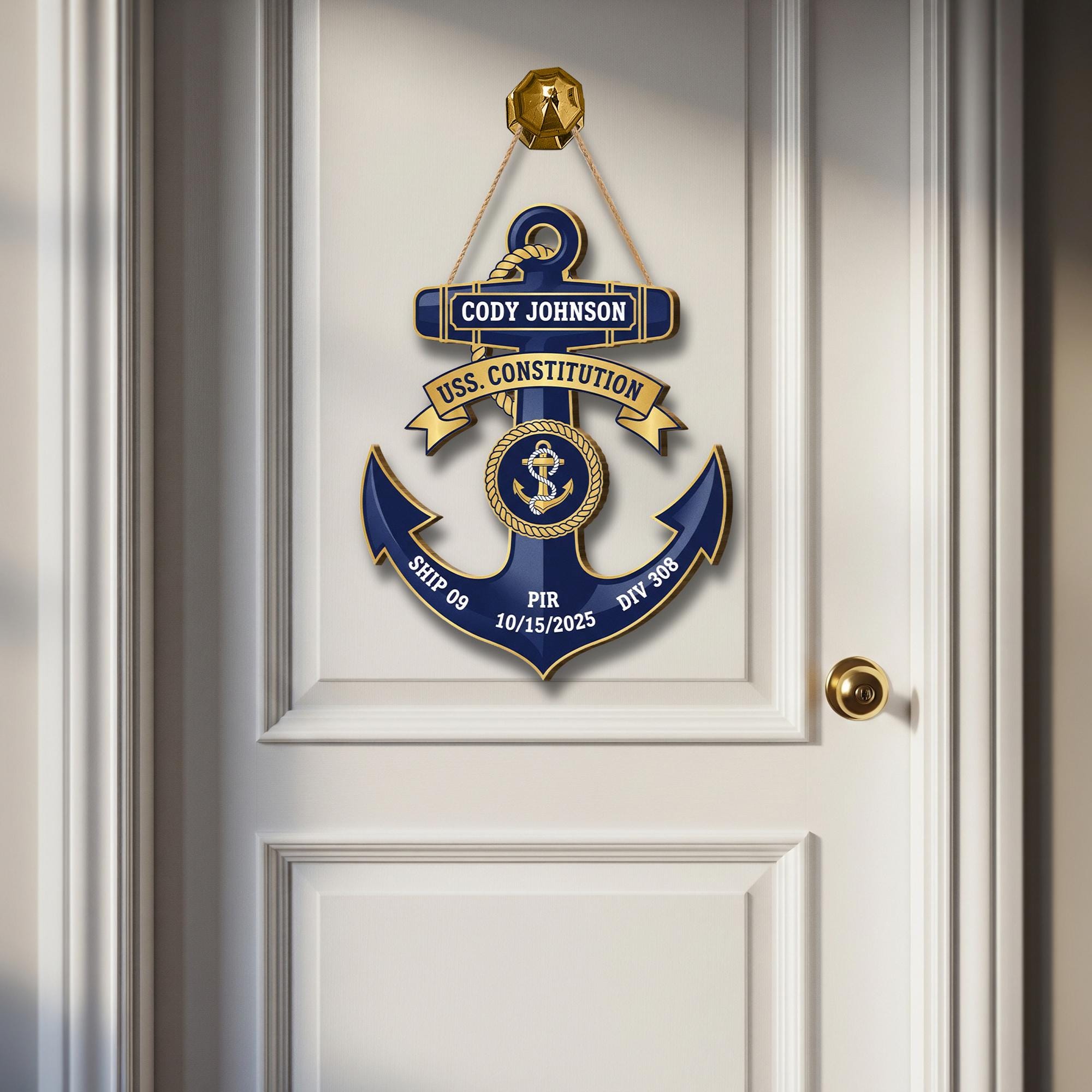Personalized Navy Anchor Door Sign - Custom Military Retirement Name Plaque image 2