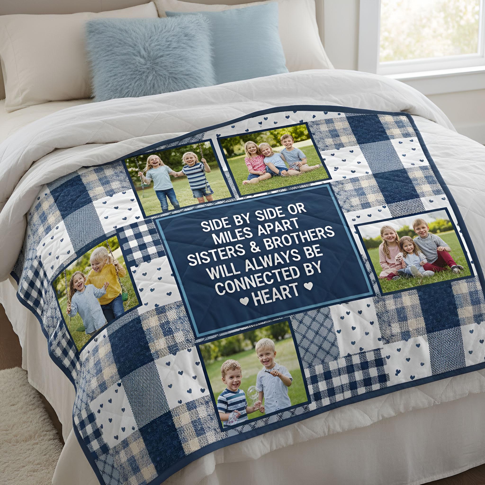 Custom Photo Sisters & Brothers Quilt Blanket: Gift for Siblings image 4