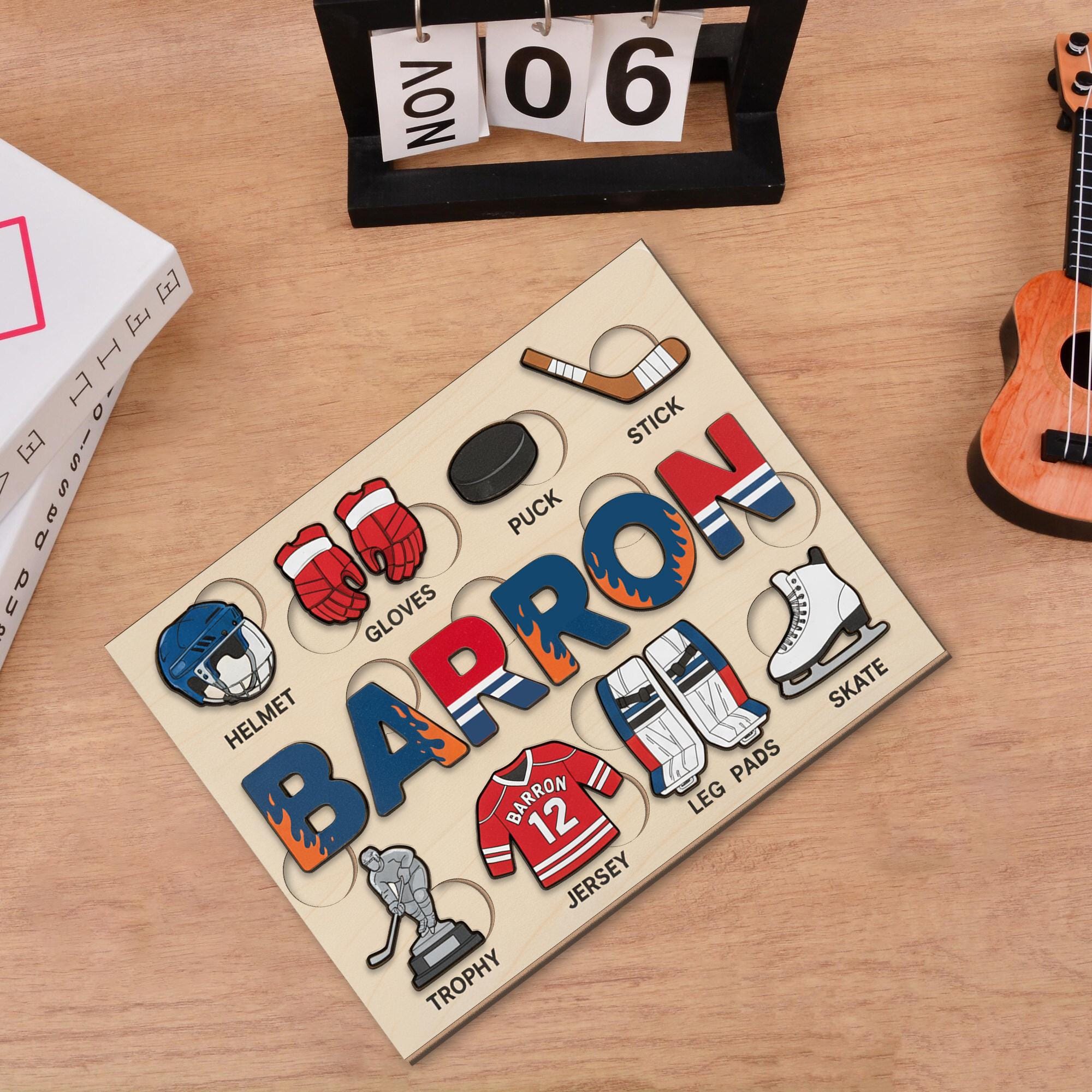 Personalized Wooden Hockey Puzzle - Custom Name Toy for Kids, Sports Baby Gift image 5