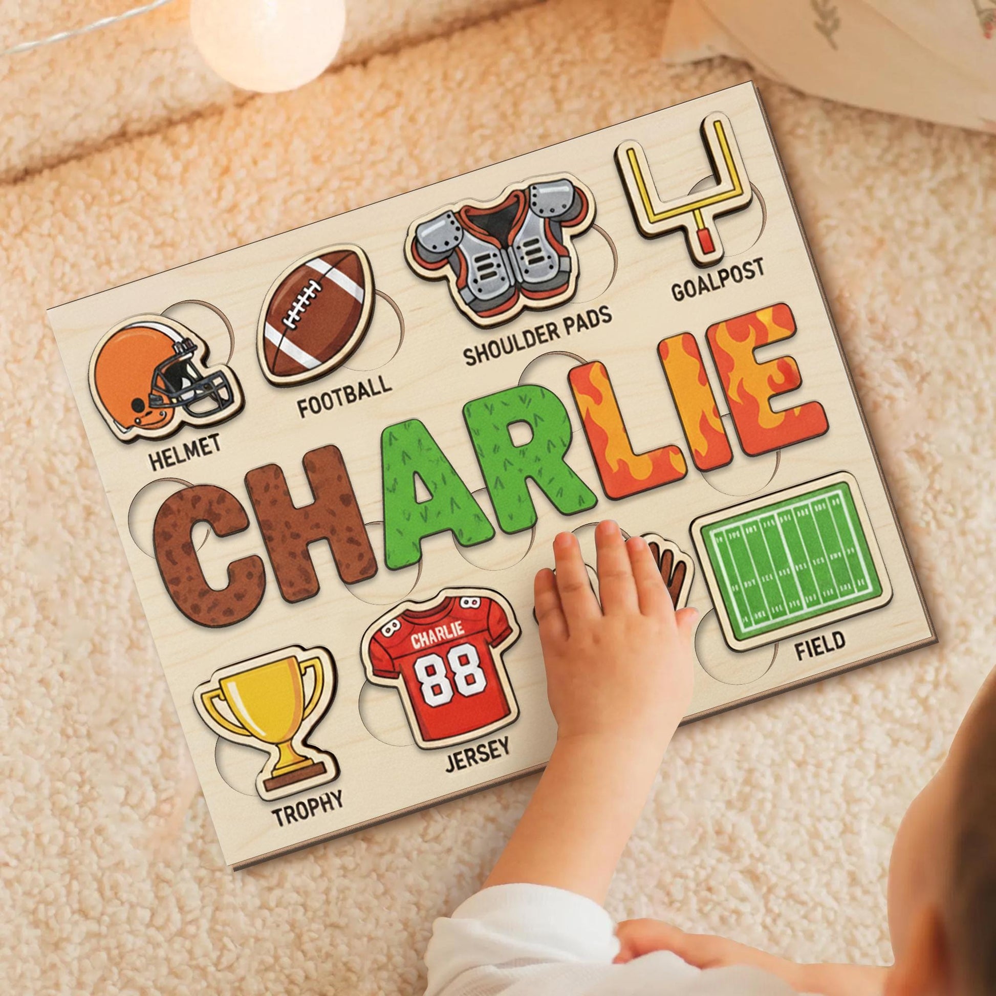 Personalized Wooden Sports Puzzle - Football Theme Baby Toy Gift, Christmas Gifts For Kid image 7
