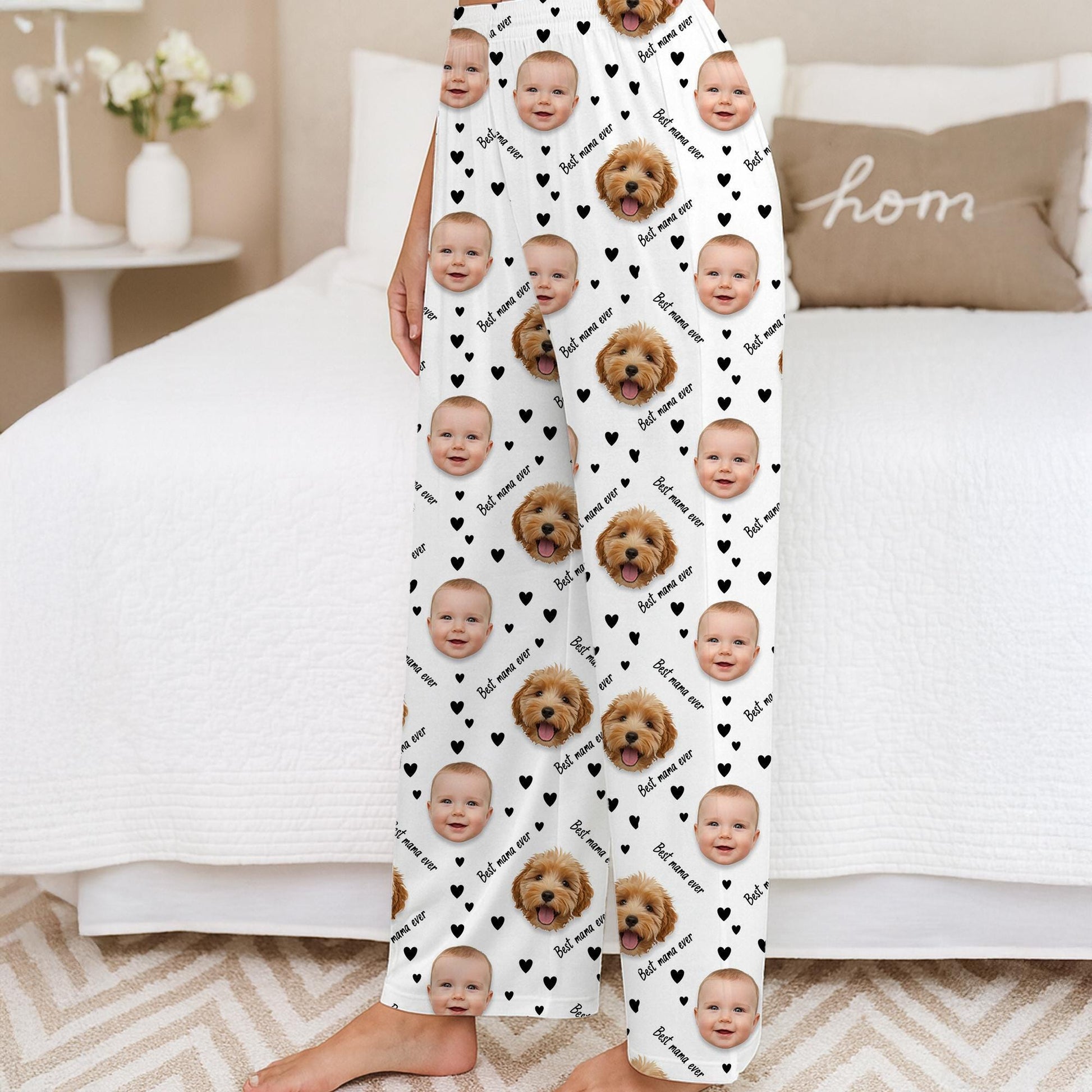 Custom Photo Face Pajama Pants: Personalized Name Print, Personalized Lounge Wear image 3