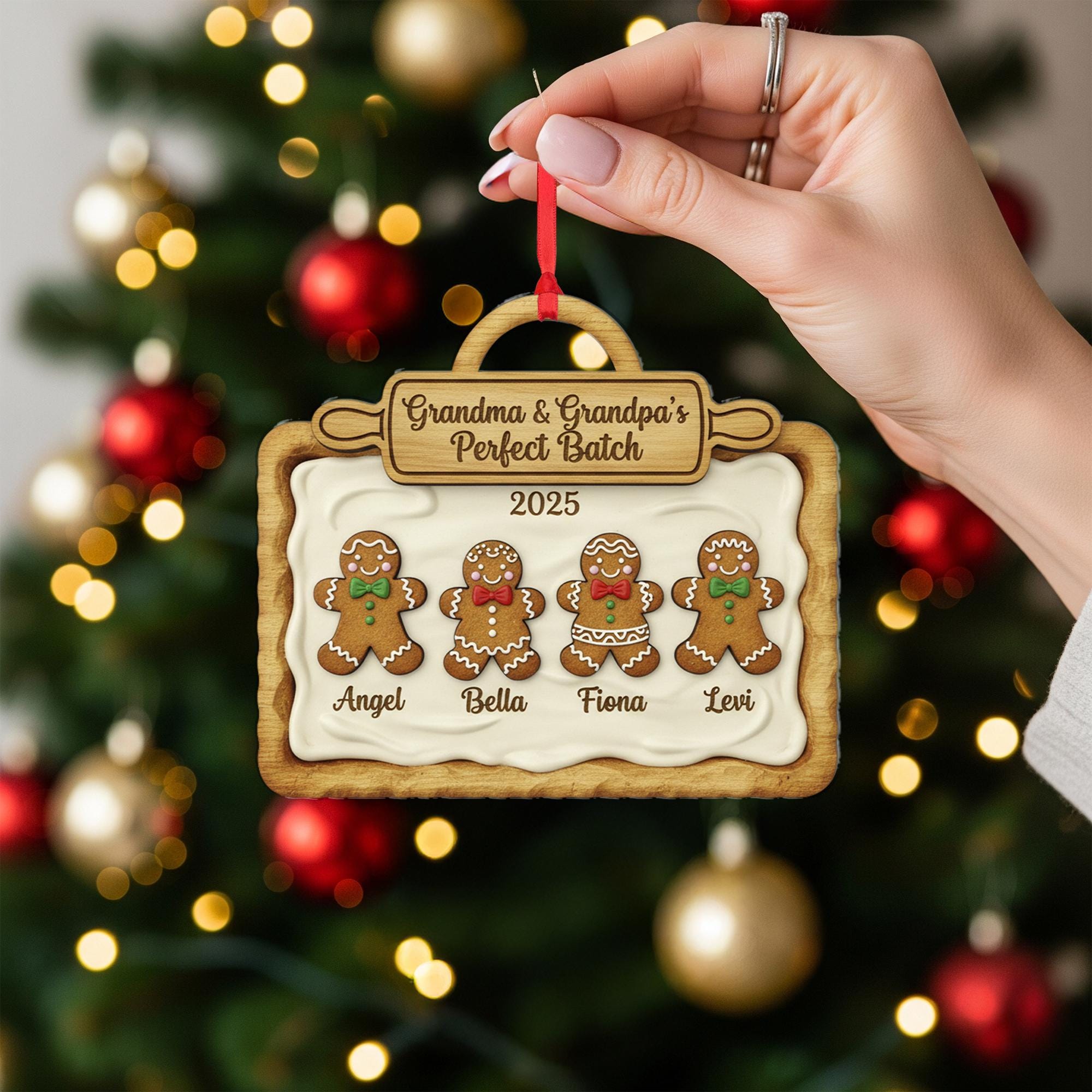 Personalized Gingerbread Family Christmas Ornament: Custom Grandma & Grandpa Baking Gift image 1