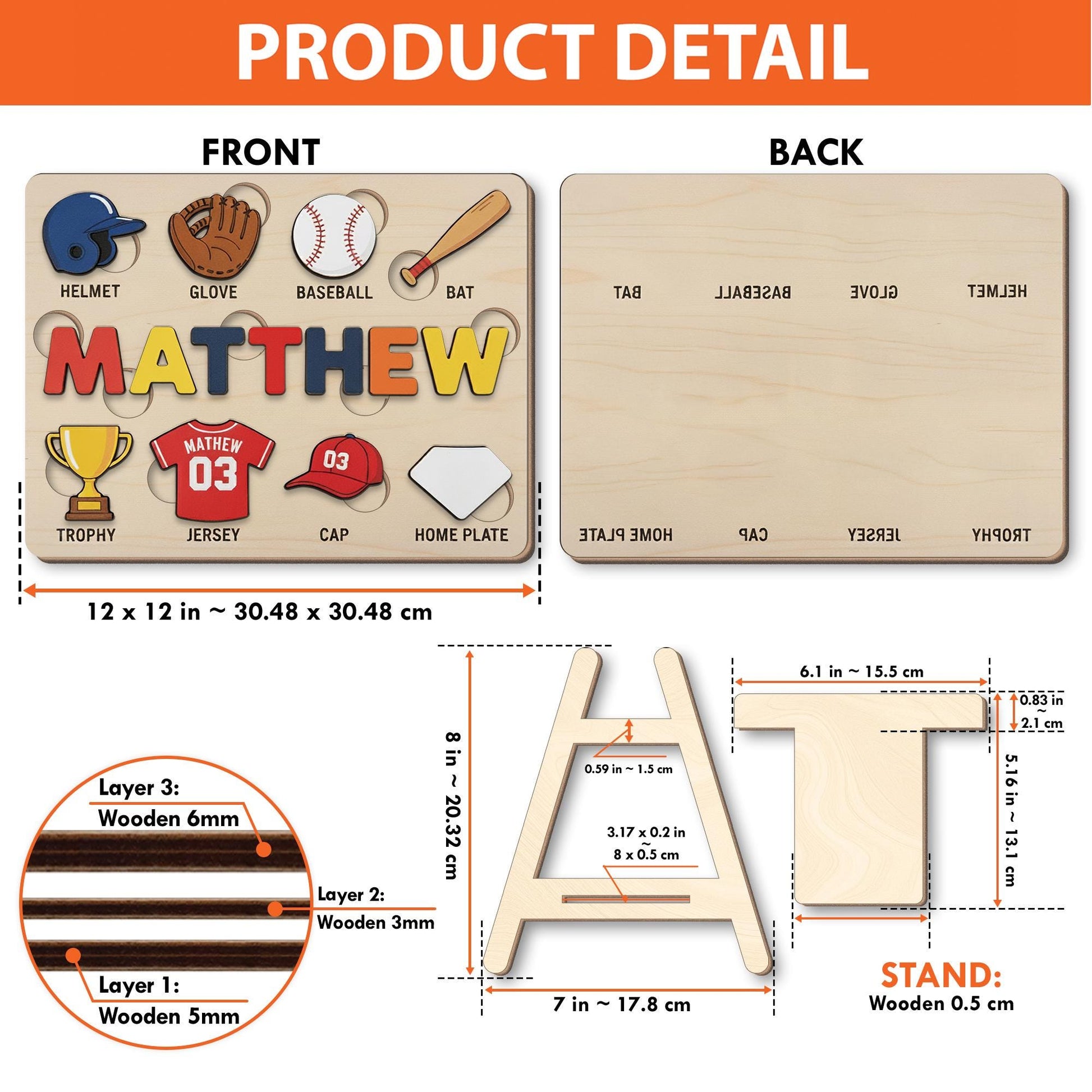 Personalized Baseball Name Puzzle - Custom Sports Theme Gift for Boy Kid image 3