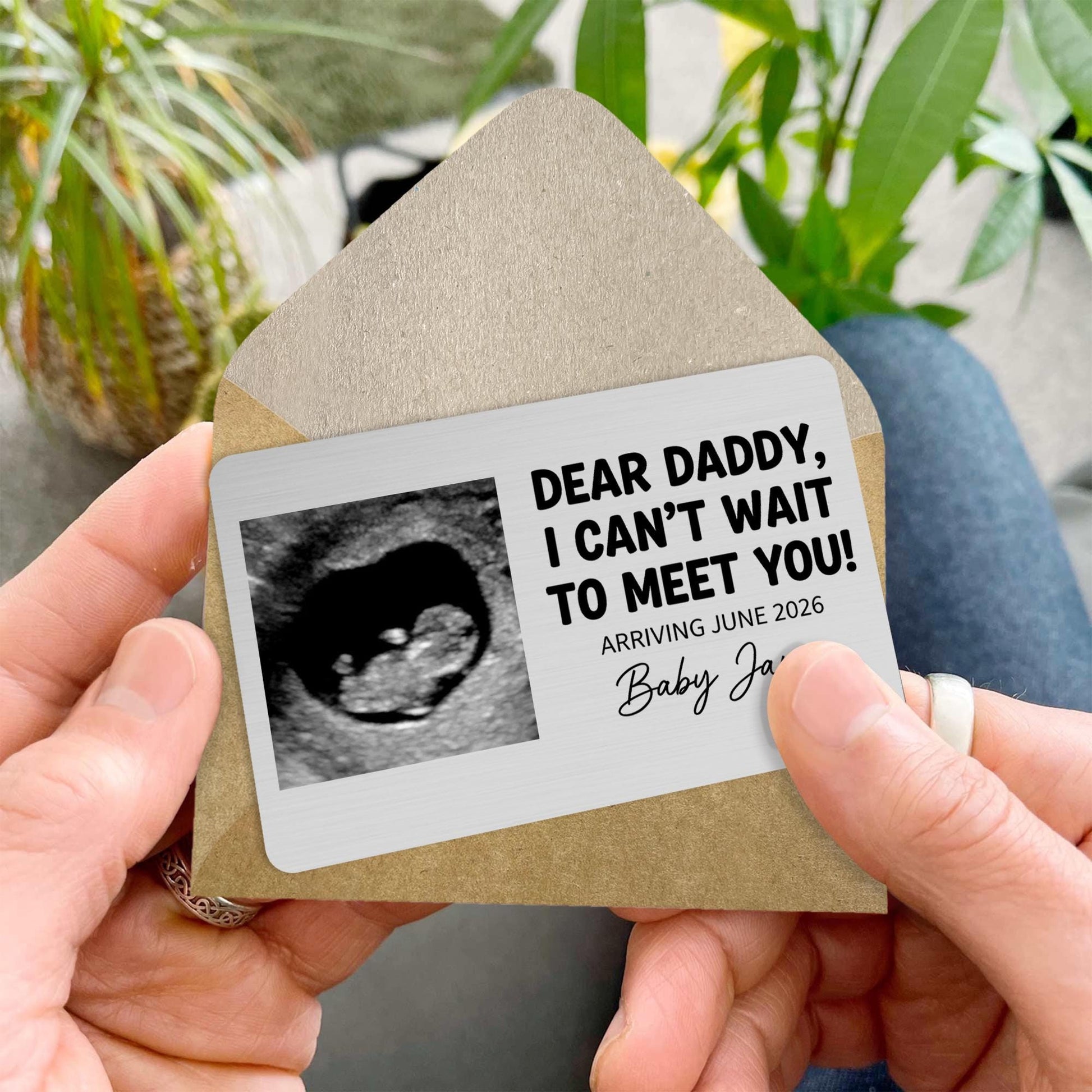 Ultrasound Photo Wallet Card - Personalized Pregnancy Announcement Keepsake Gift for Dad image 4