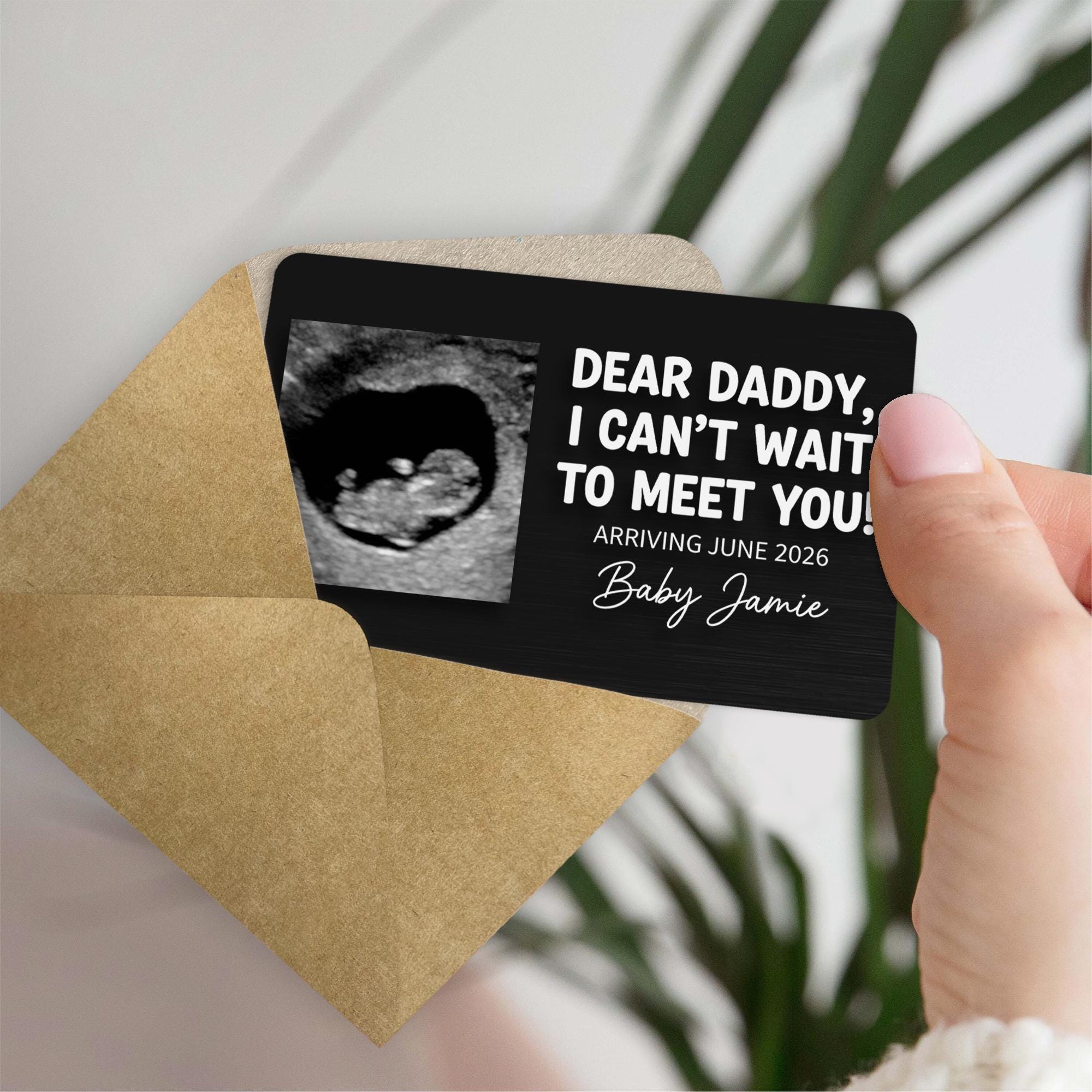 Ultrasound Photo Wallet Card - Personalized Pregnancy Announcement Keepsake Gift for Dad image 6