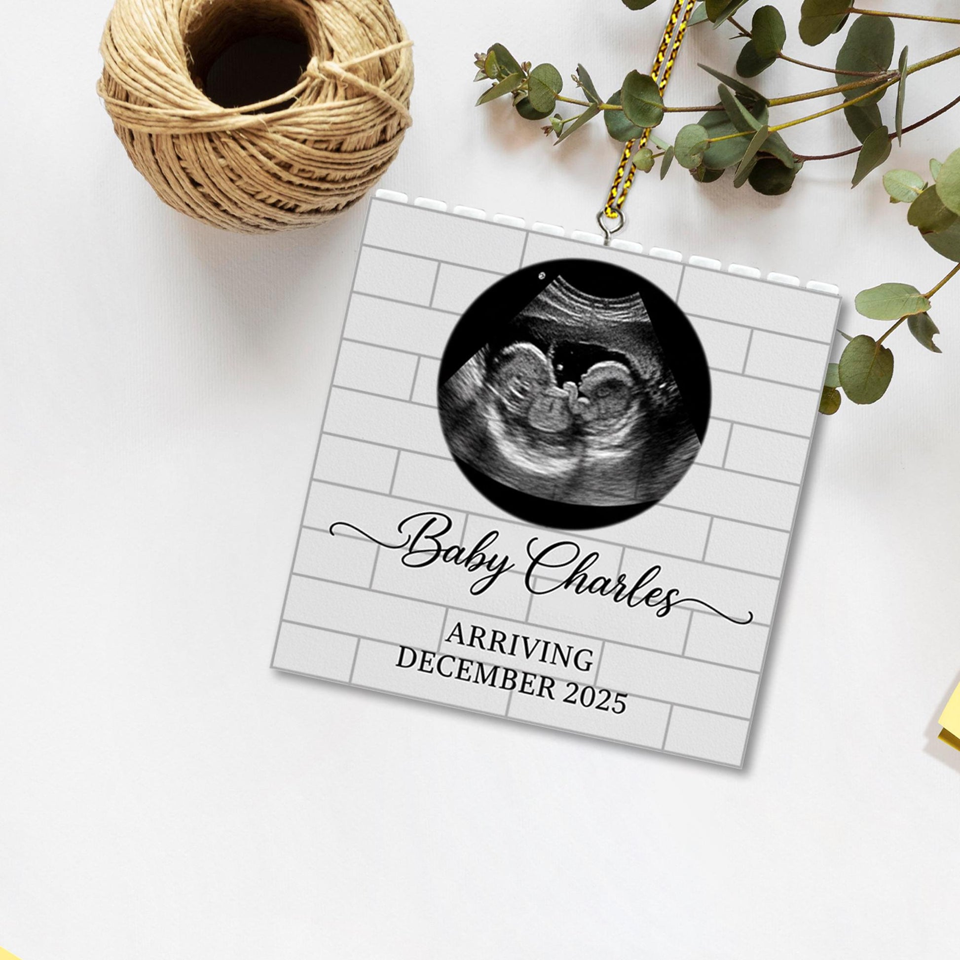 Baby Ultrasound Ornament - Pregnancy Announcement, Baby Keepsake image 3