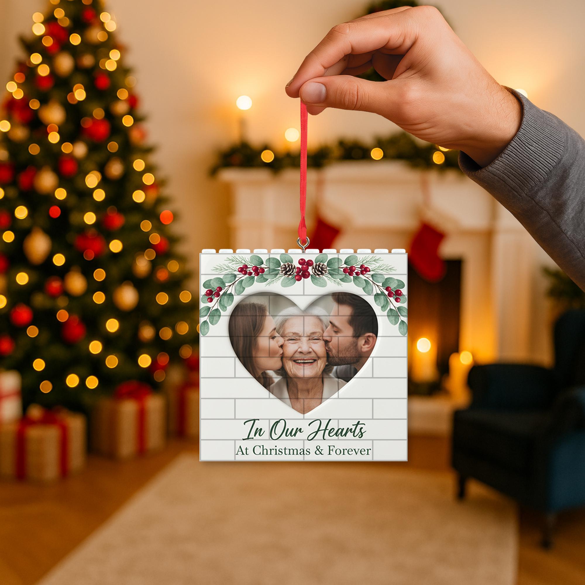 Memorial Ornament: Puzzle Bricks Photo Ornament, Loved One Keepsake image 4