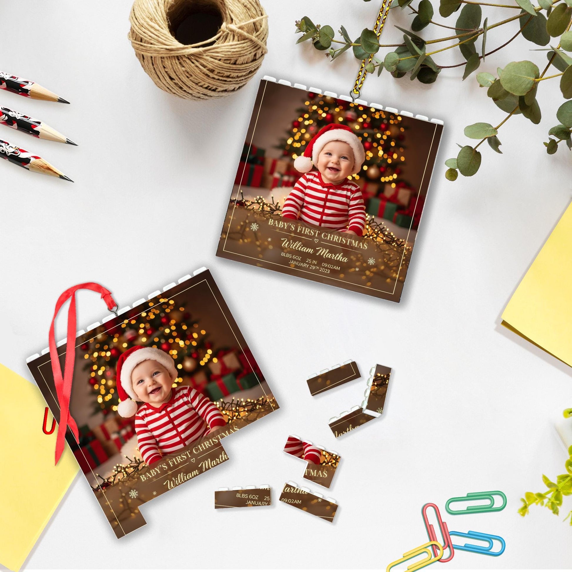 Custom Baby Photo Ornament: First Christmas Keepsake image 2