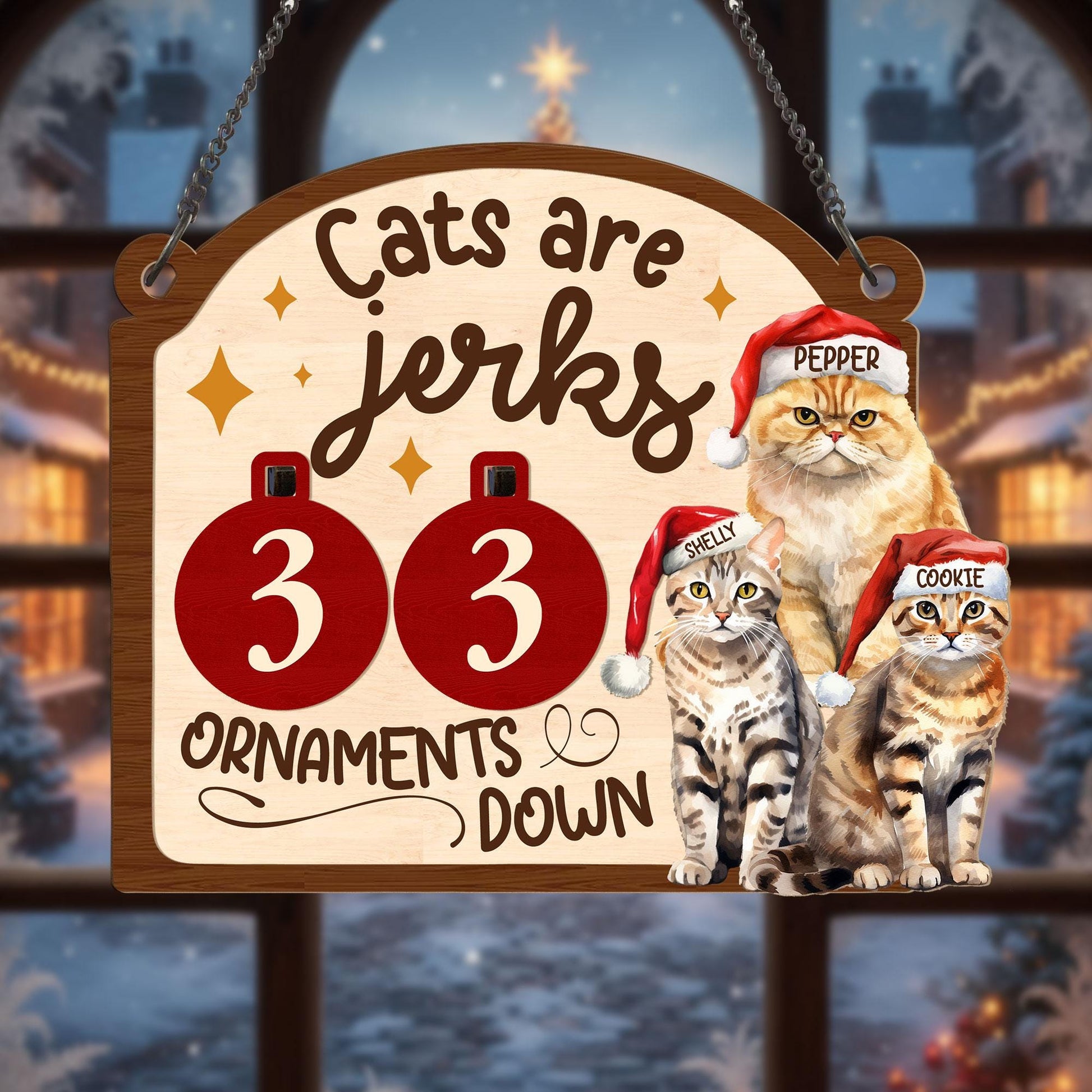 Funny Cats Broke Ornaments Down Counter Sign: Personalized Naughty Kitty Holiday Decor image 6