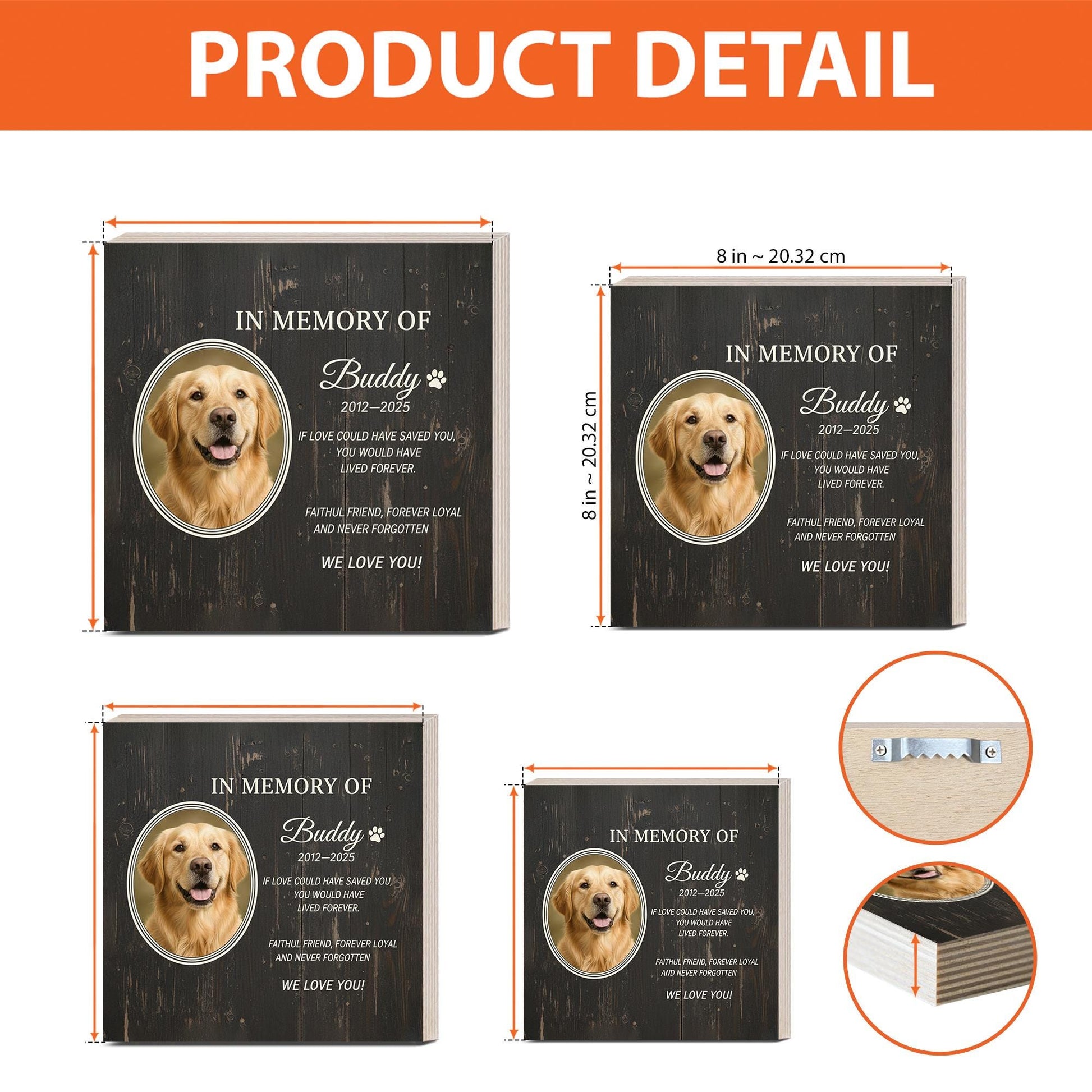 Custom Pet Memorial Photo Block: Personalized Dog or Cat Remembrance Sign image 5