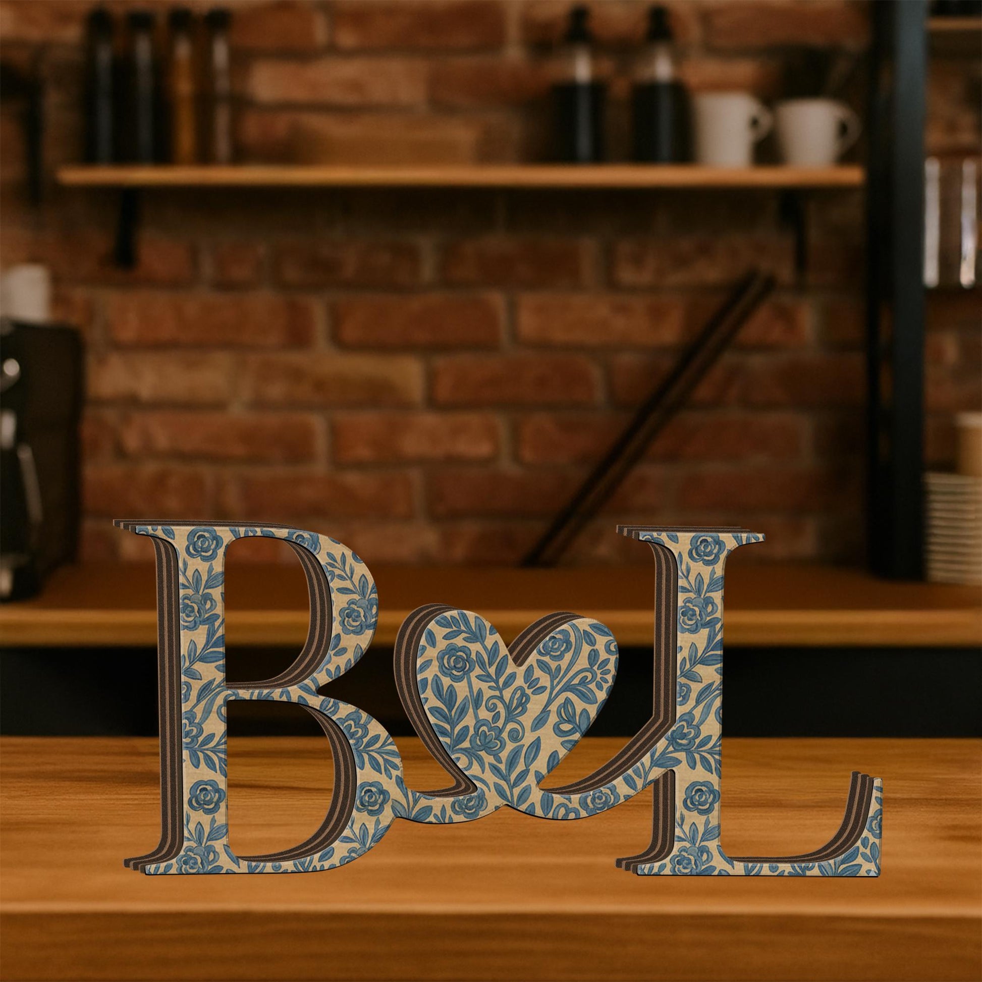 Custom Chinoiserie Monogram Wood Blocks: Personalized Couple Initial Sign image 2