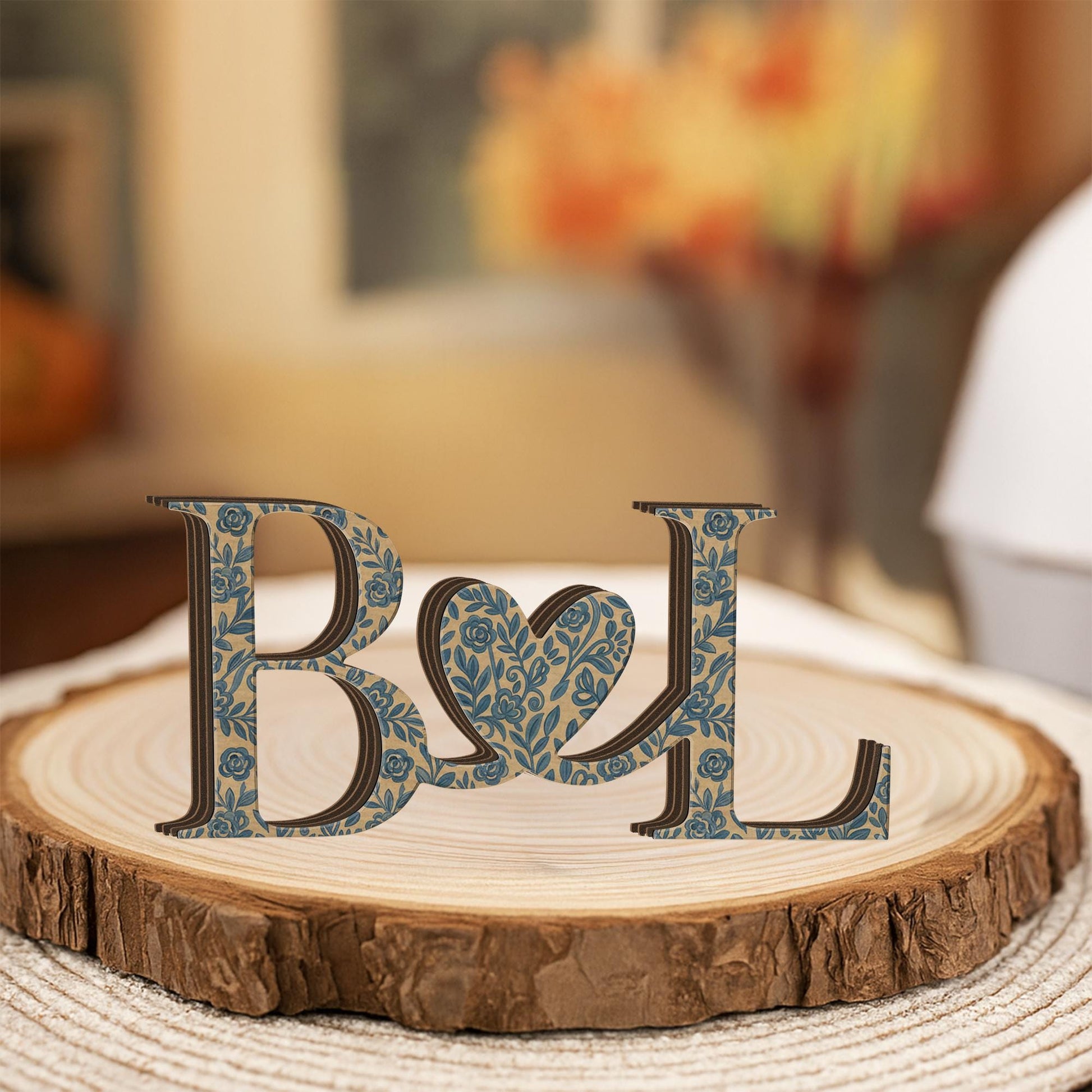Custom Chinoiserie Monogram Wood Blocks: Personalized Couple Initial Sign image 5