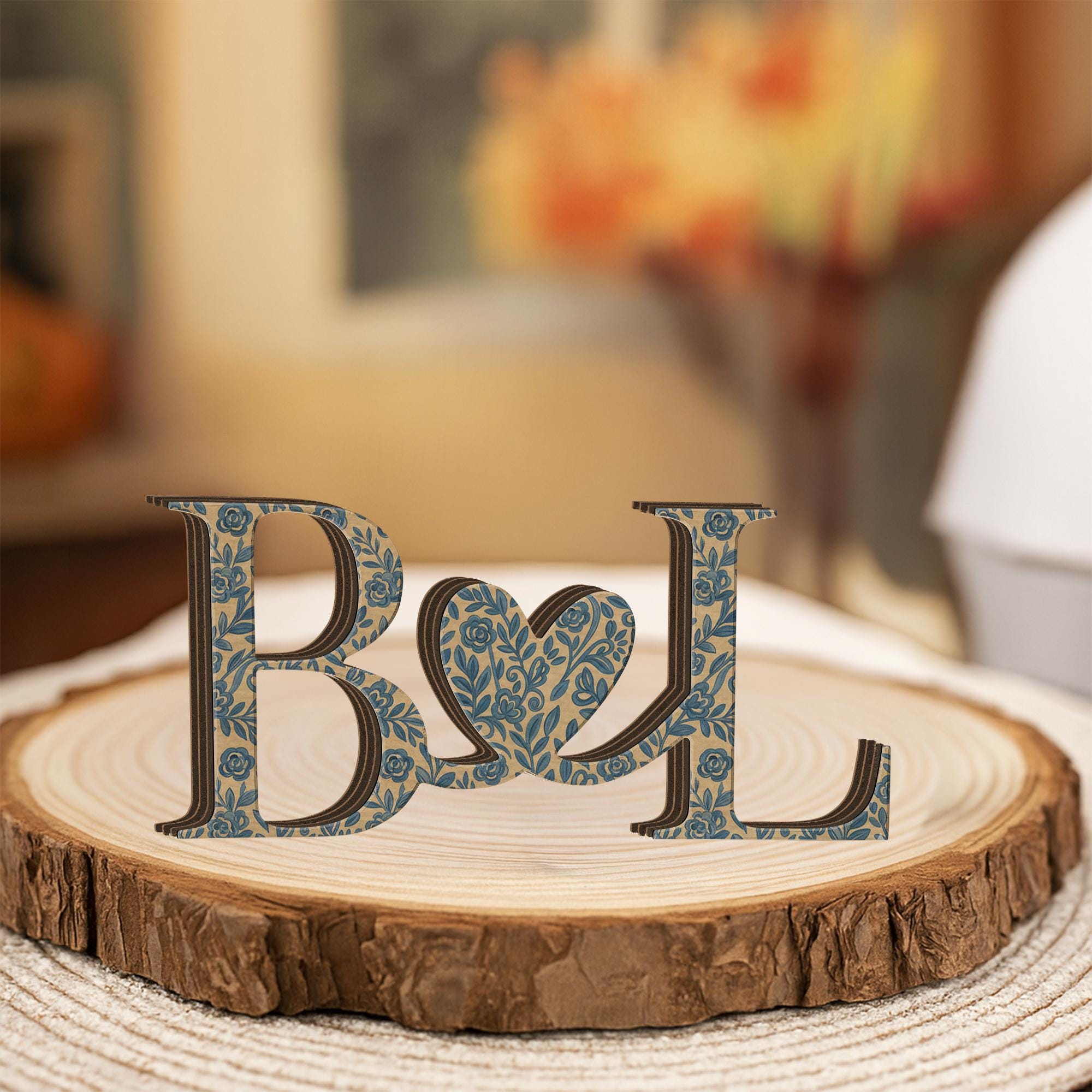 Custom Chinoiserie Monogram Wood Blocks: Personalized Couple Initial Sign image 5