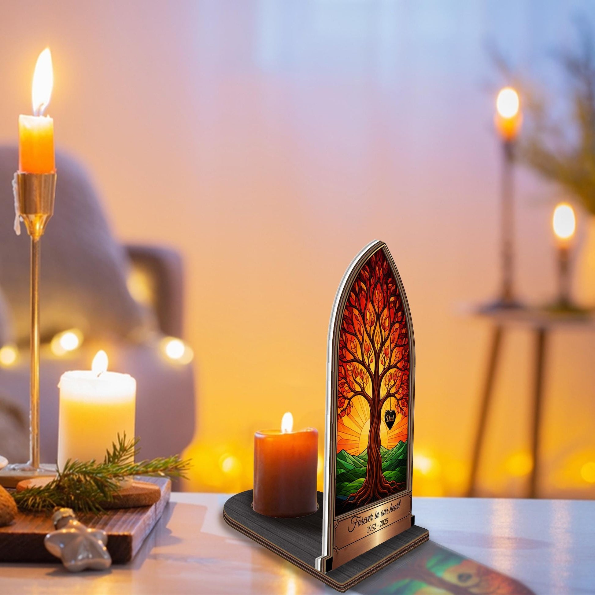 Forever in Our Heart Wooden Candle Holder – Personalized Remembrance Gift image 2