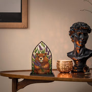 Wooden Candle Holder Happy Beaver with Lavender – Rustic Animal Decor Gift image 1