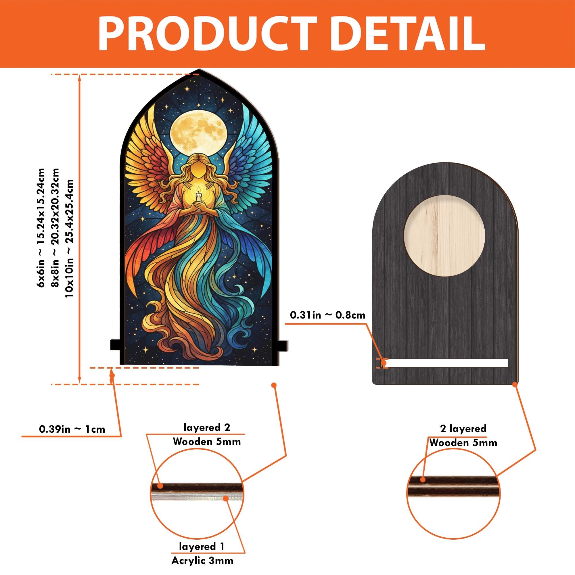 Angel Wings Candle Holder: Rustic Wooden Suncatcher image 5