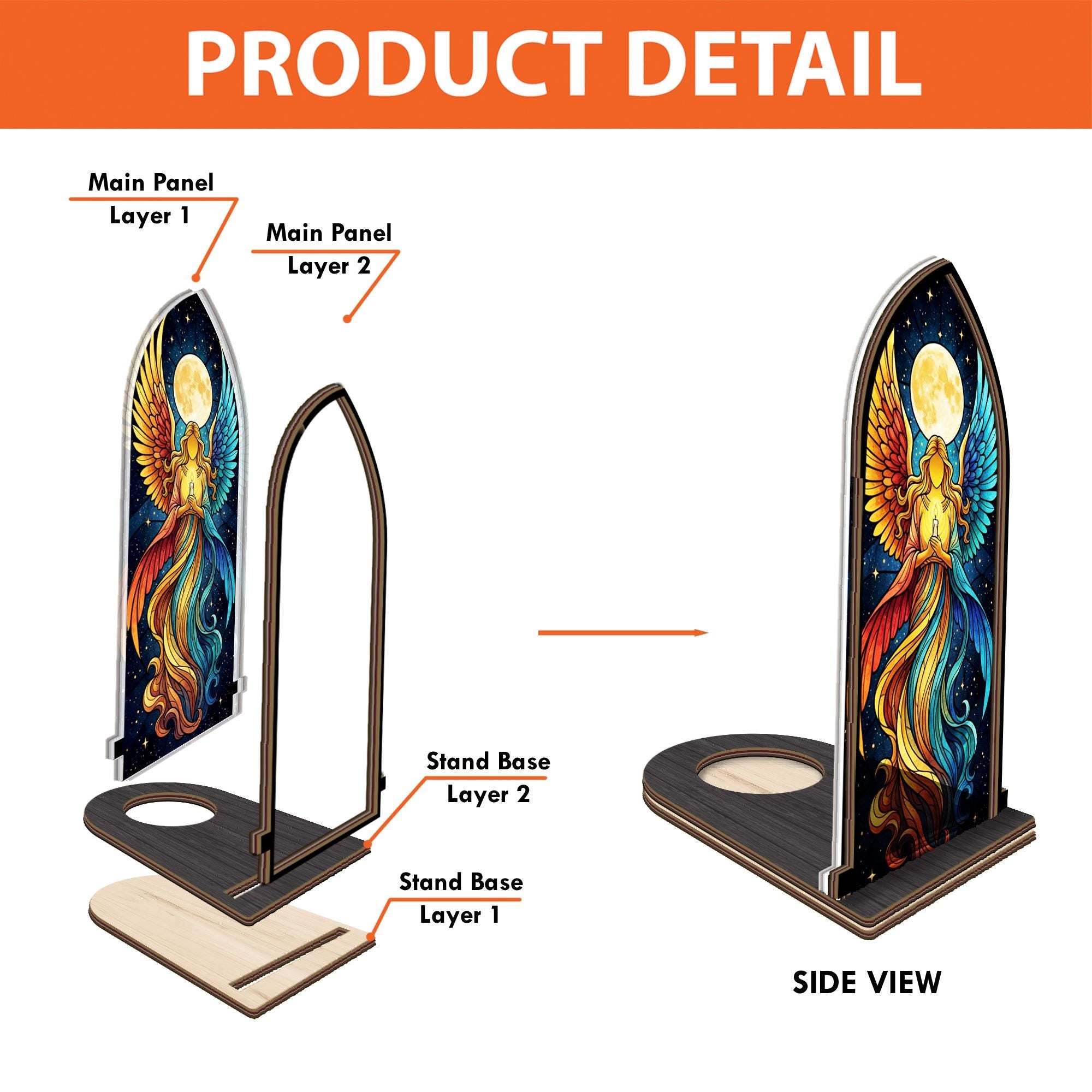 Angel Wings Candle Holder: Rustic Wooden Suncatcher image 7