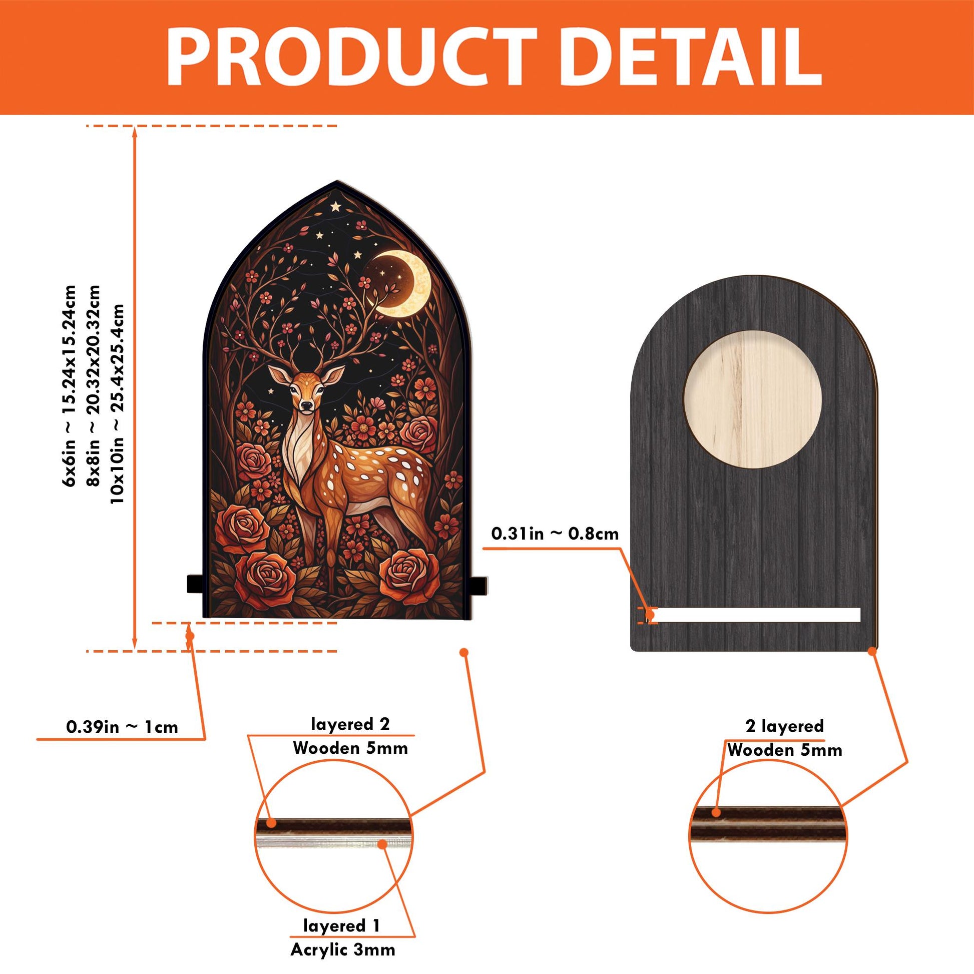 Wooden Arch Candle Holder Deer Silhouette – Autumn Rustic Table Decor Halloween Woodland Candle Stand image 5