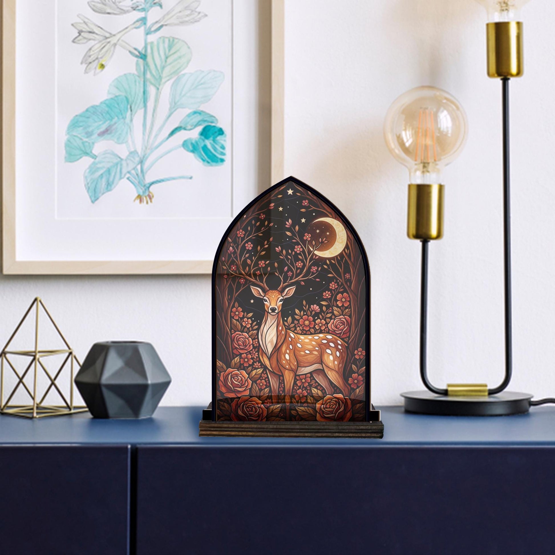 Wooden Arch Candle Holder Deer Silhouette – Autumn Rustic Table Decor Halloween Woodland Candle Stand image 4