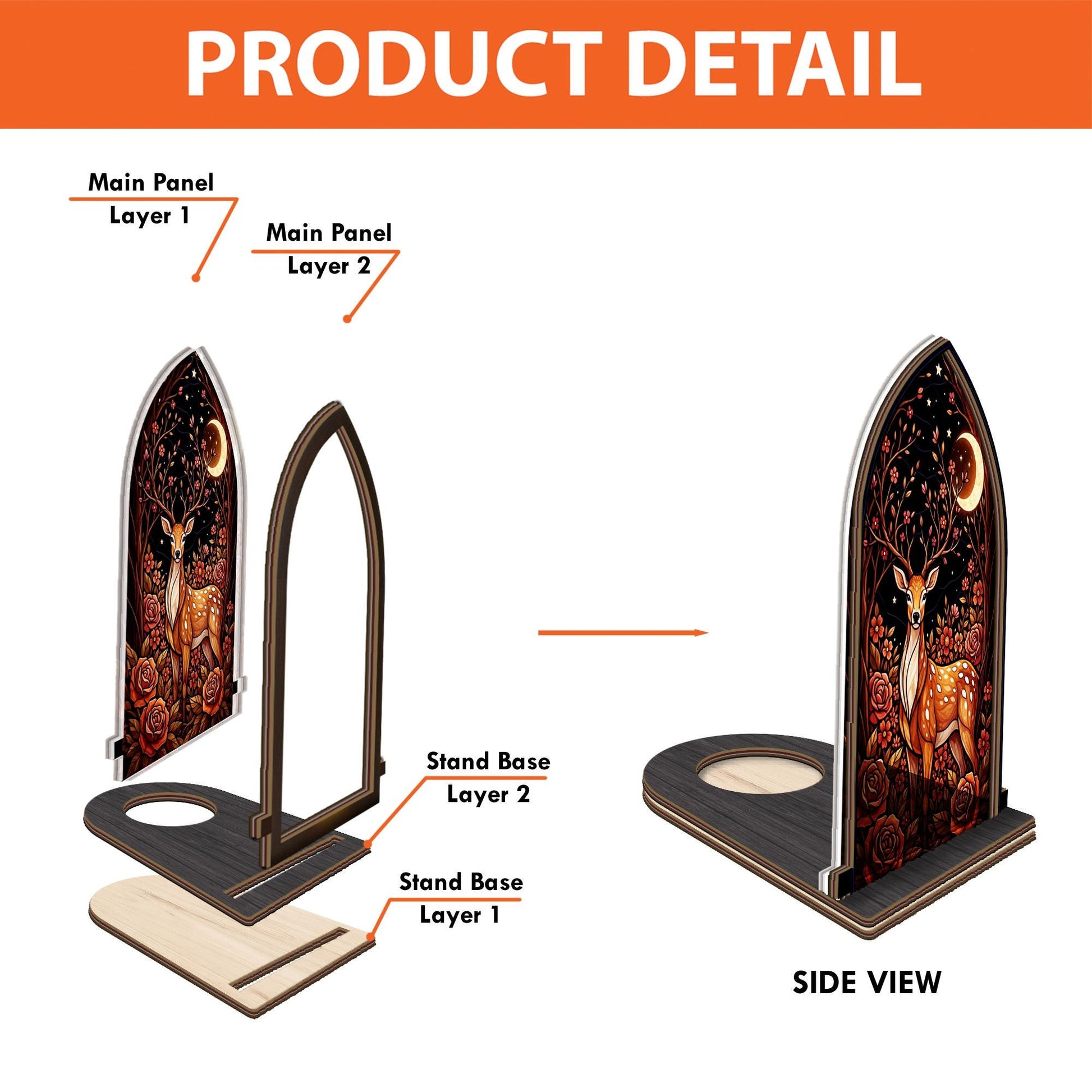 Wooden Arch Candle Holder Deer Silhouette – Autumn Rustic Table Decor Halloween Woodland Candle Stand image 7