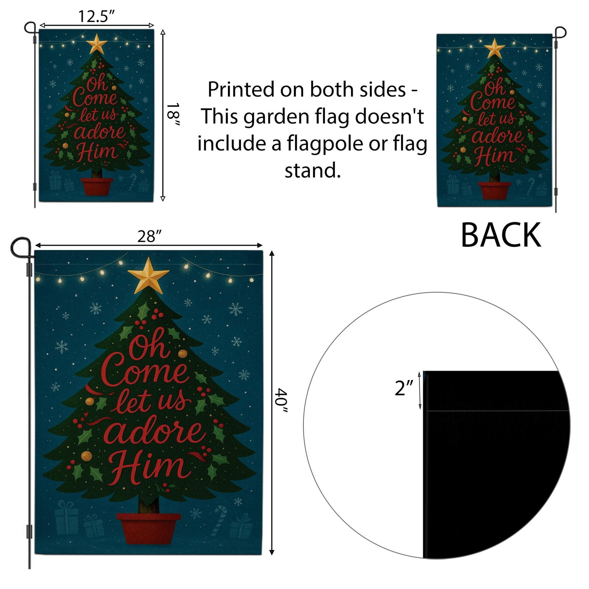 Oh Come Let Us Adore Him Christmas Garden Flag: Holiday Tree Outdoor Flag image 8