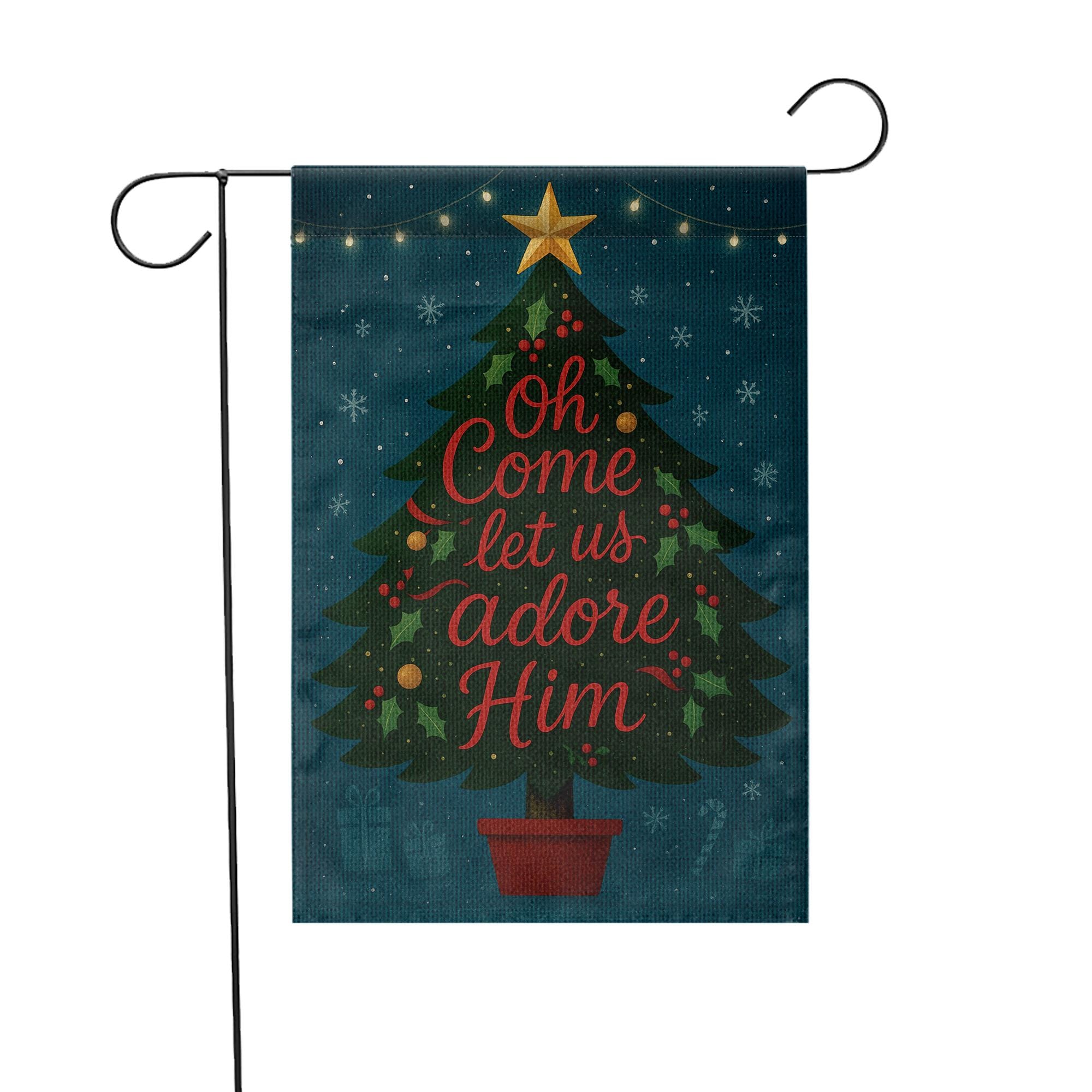 Oh Come Let Us Adore Him Christmas Garden Flag: Holiday Tree Outdoor Flag image 7