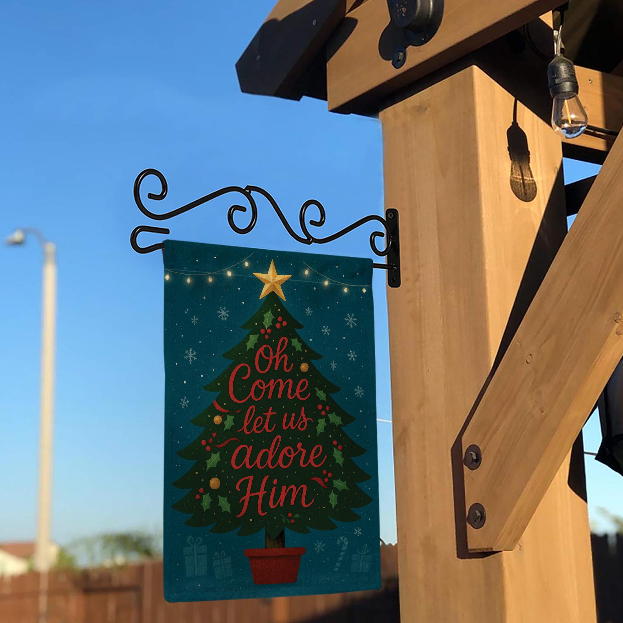 Oh Come Let Us Adore Him Christmas Garden Flag: Holiday Tree Outdoor Flag image 5