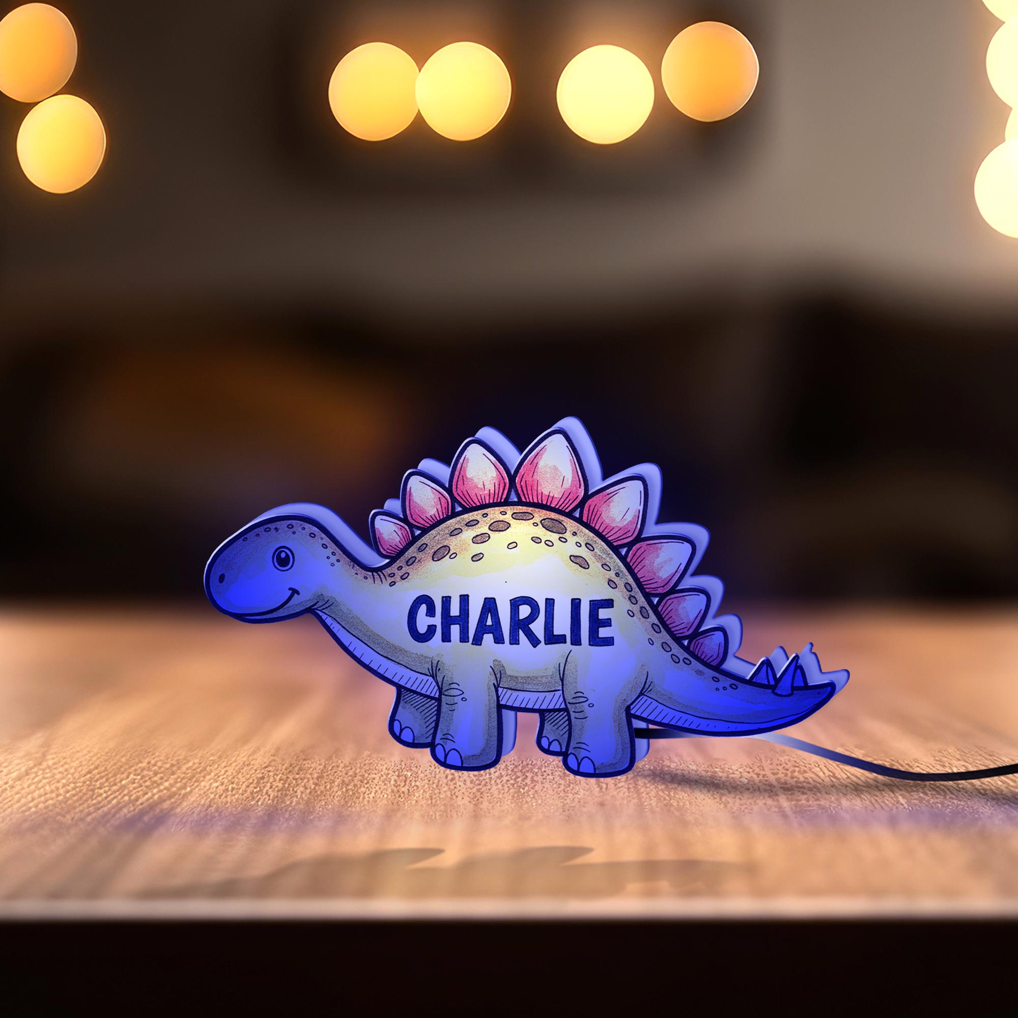 Custom Dinosaur Nursery Light Box: Personalized Kids Night Light image 3