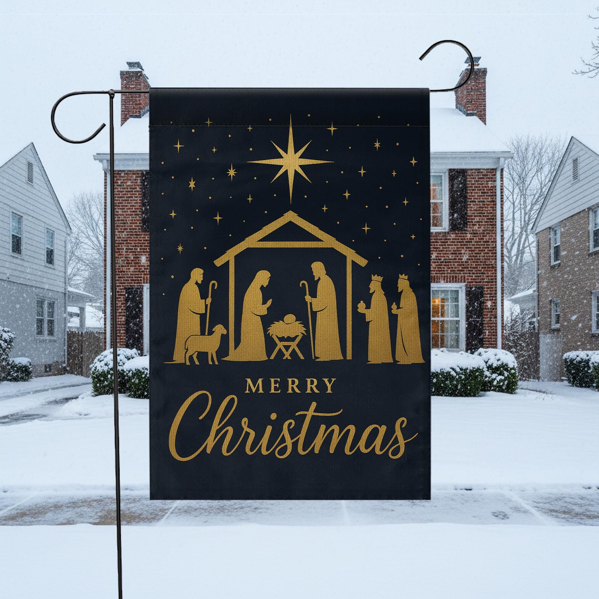 Merry Christmas Nativity Garden Flag: Holy Family Outdoor Yard Flag image 2