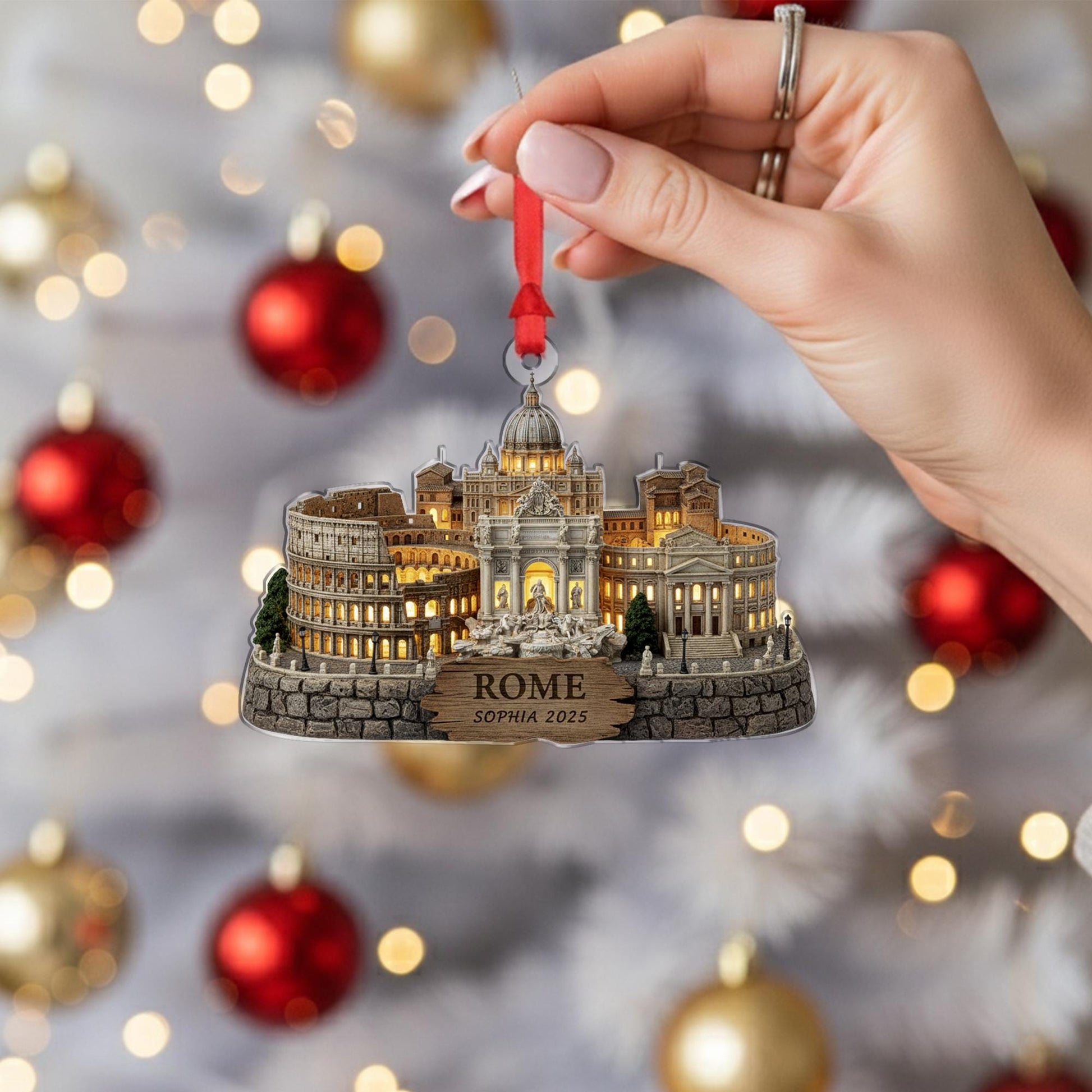 Custom Rome Landmark Acrylic Ornament: Sophisticated 2025 Travel Keepsake image 4