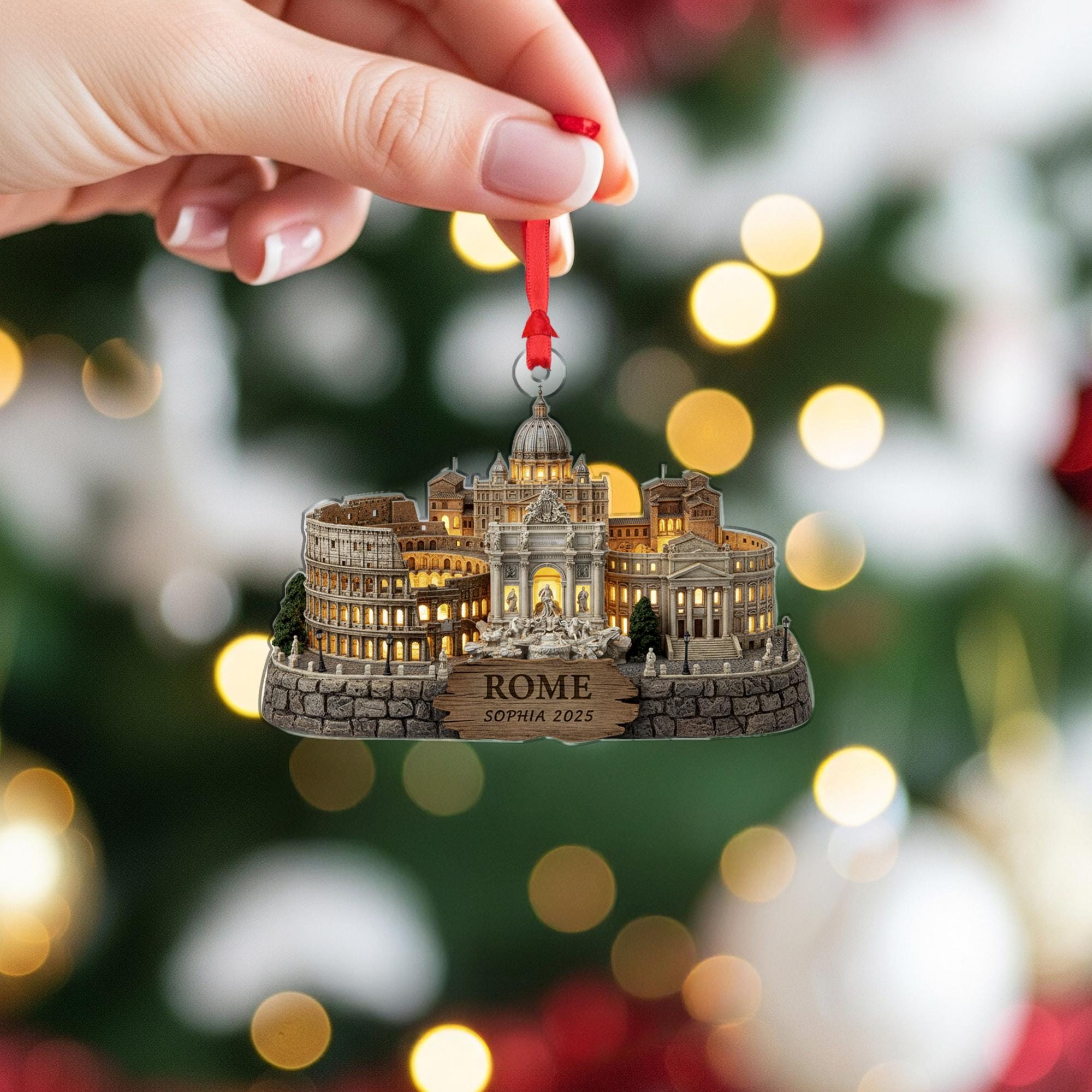 Custom Rome Landmark Acrylic Ornament: Sophisticated 2025 Travel Keepsake image 3