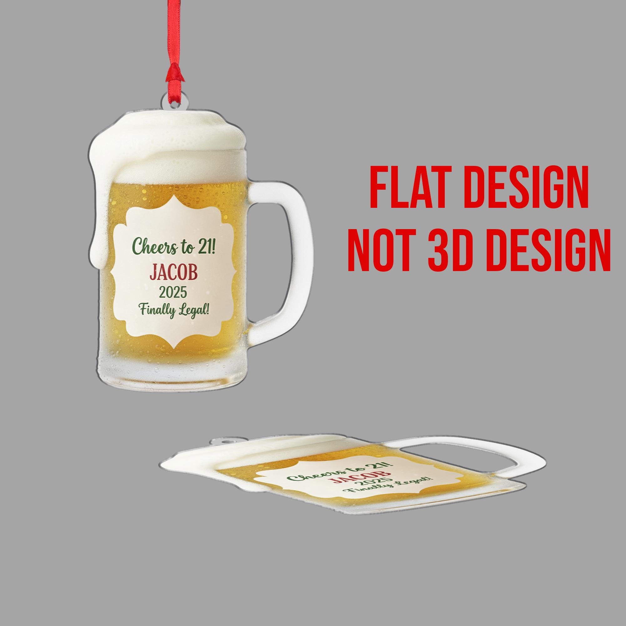 Cheers to 21 Personalized Beer Mug Ornament: Finally Legal Holiday Decor, Birthday Keepsake Gift image 3