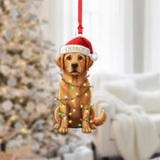 Personalized Golden Retriever Ornament: Christmas Pet Keepsake, Santa Hat image 1
