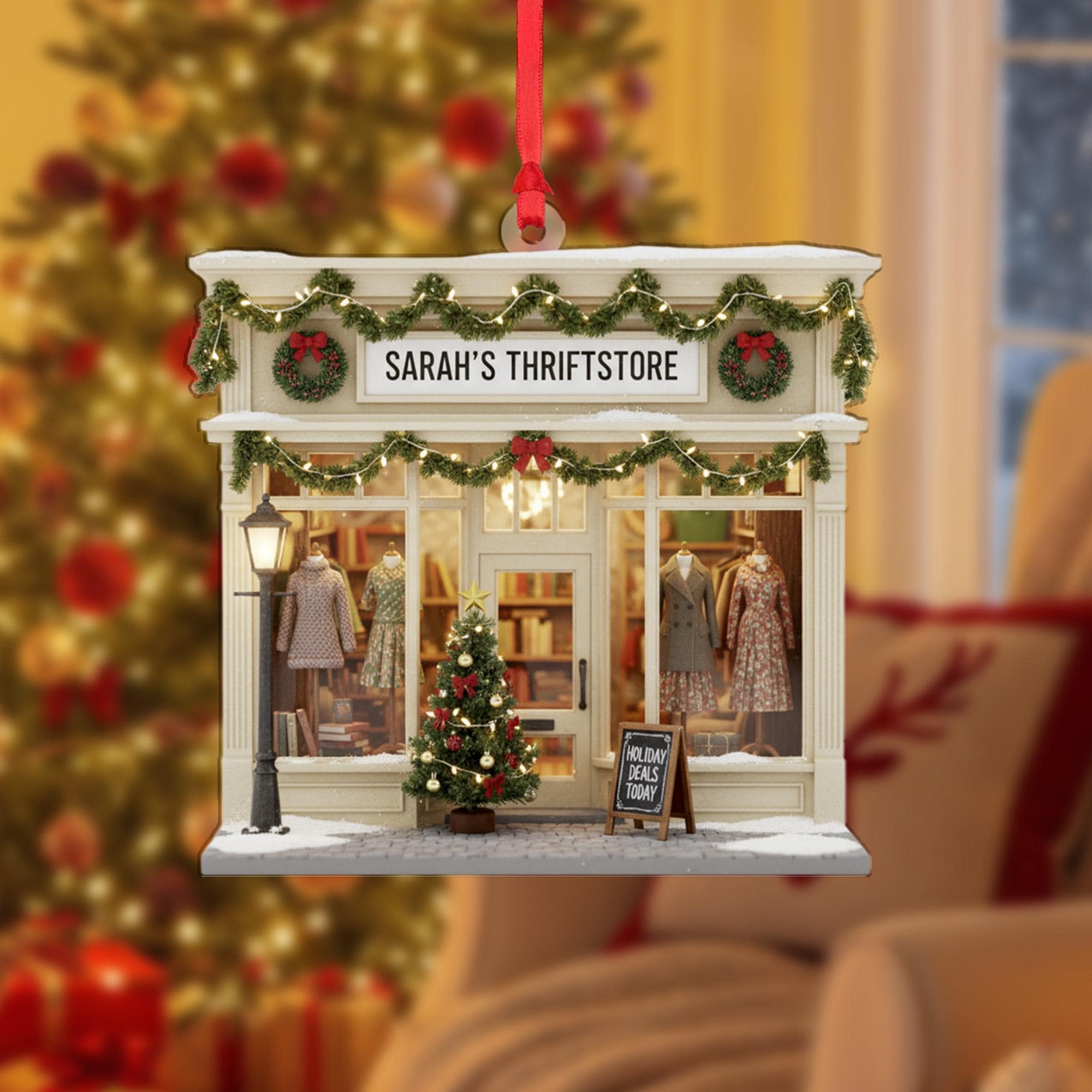 Custom Thrift Store Ornament – Holiday Boutique Keepsake, Small Business Gift image 2