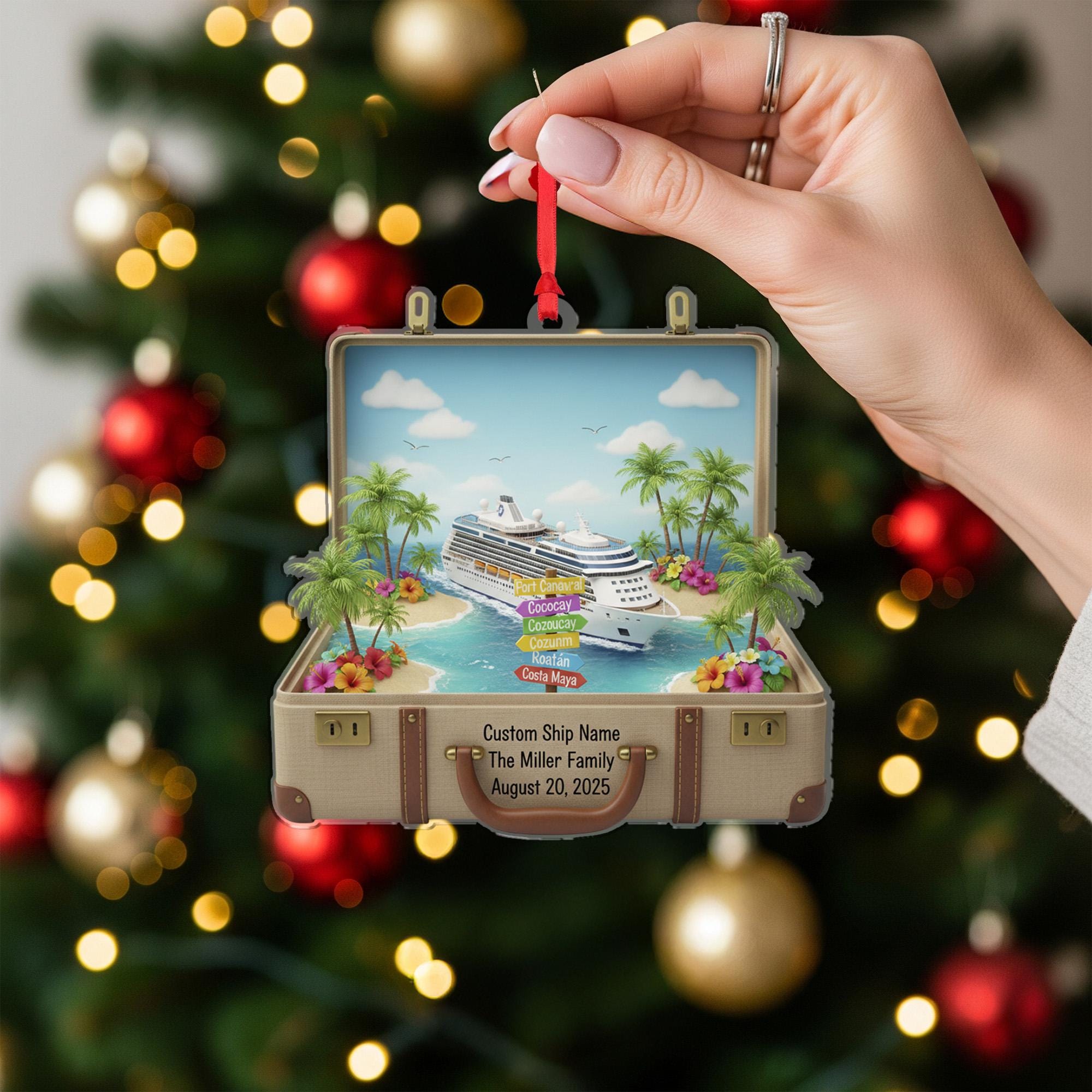 Custom Cruise Travel Ornament – Personalized Vacation Keepsake with Ship Name and Family Destination image 4