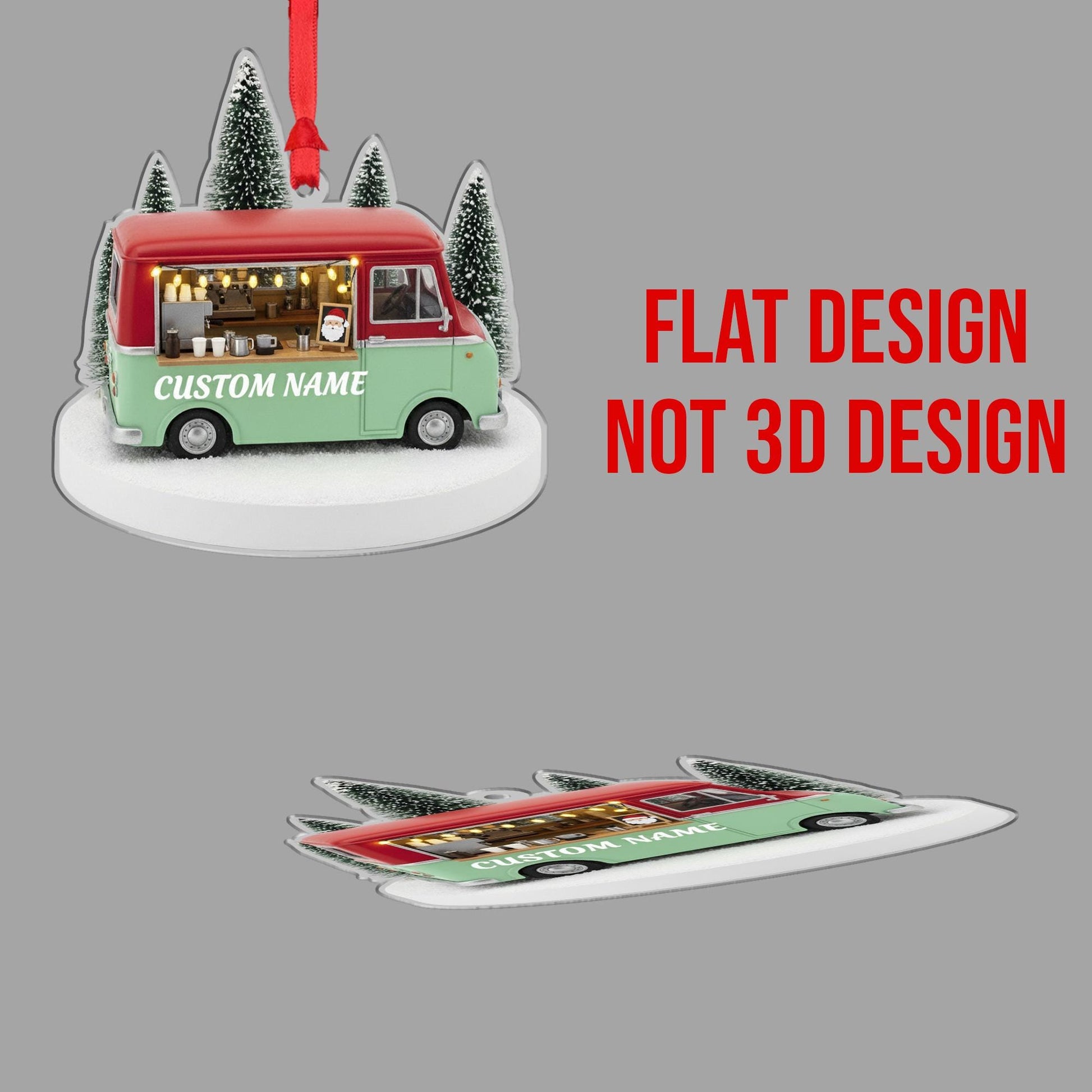 Personalized Food Truck Ornament – Mini Coffee Van Design, Holiday Tree Keepsake image 6